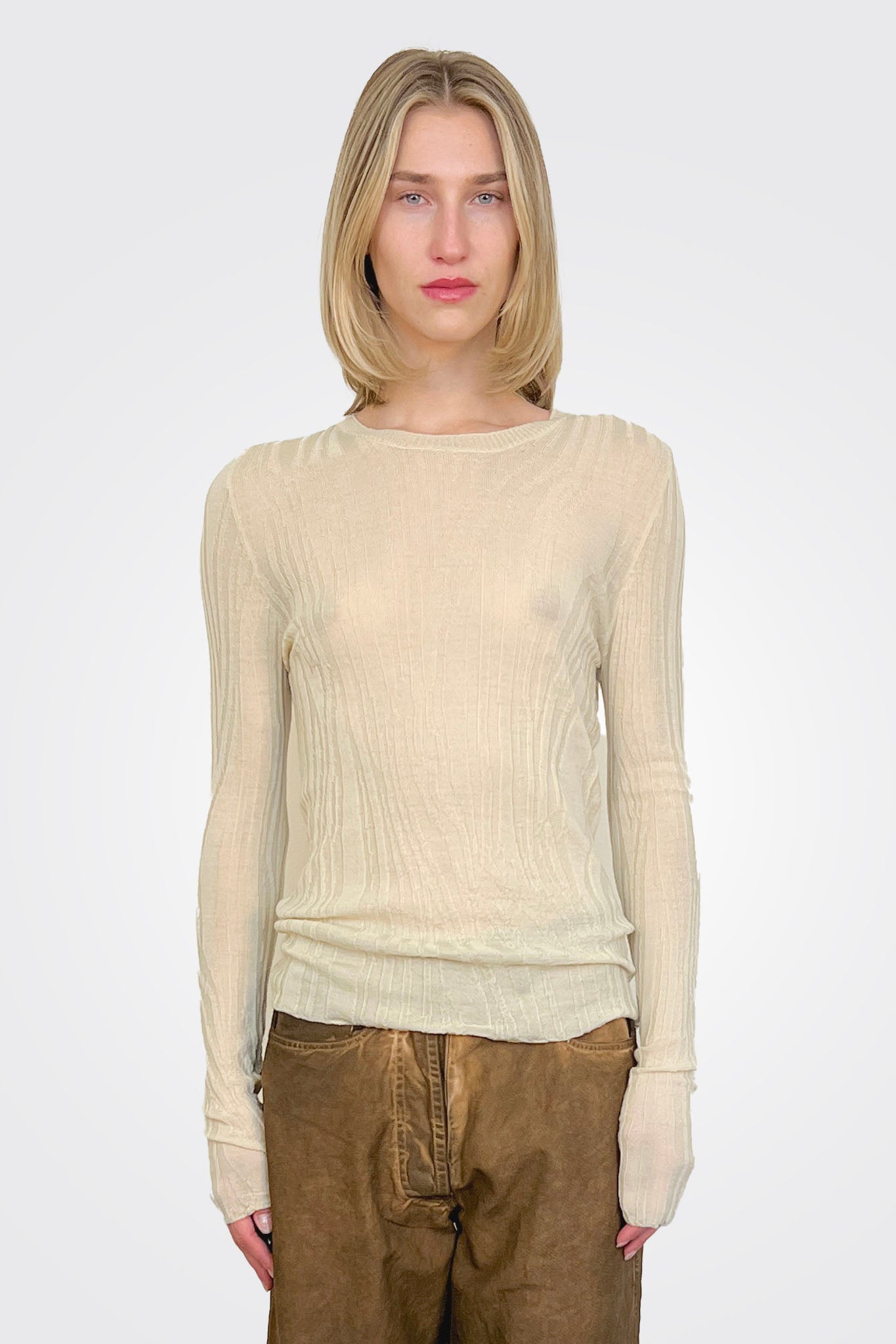 Long Sleeve Semi Sheer Shirt - Sabbia by Serie Numerica | 25 South Boutiques
