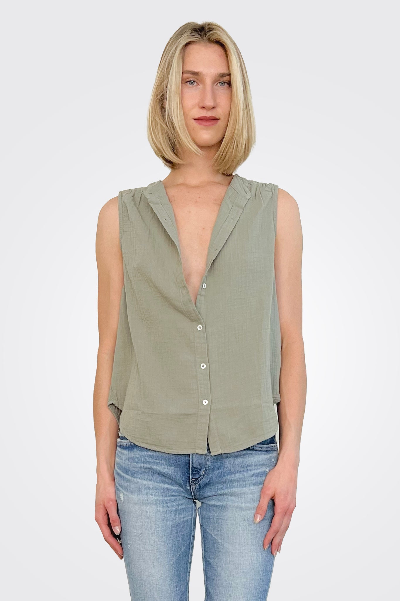 Gauze Button Down - Sage by Dylan | 25 South Boutiques