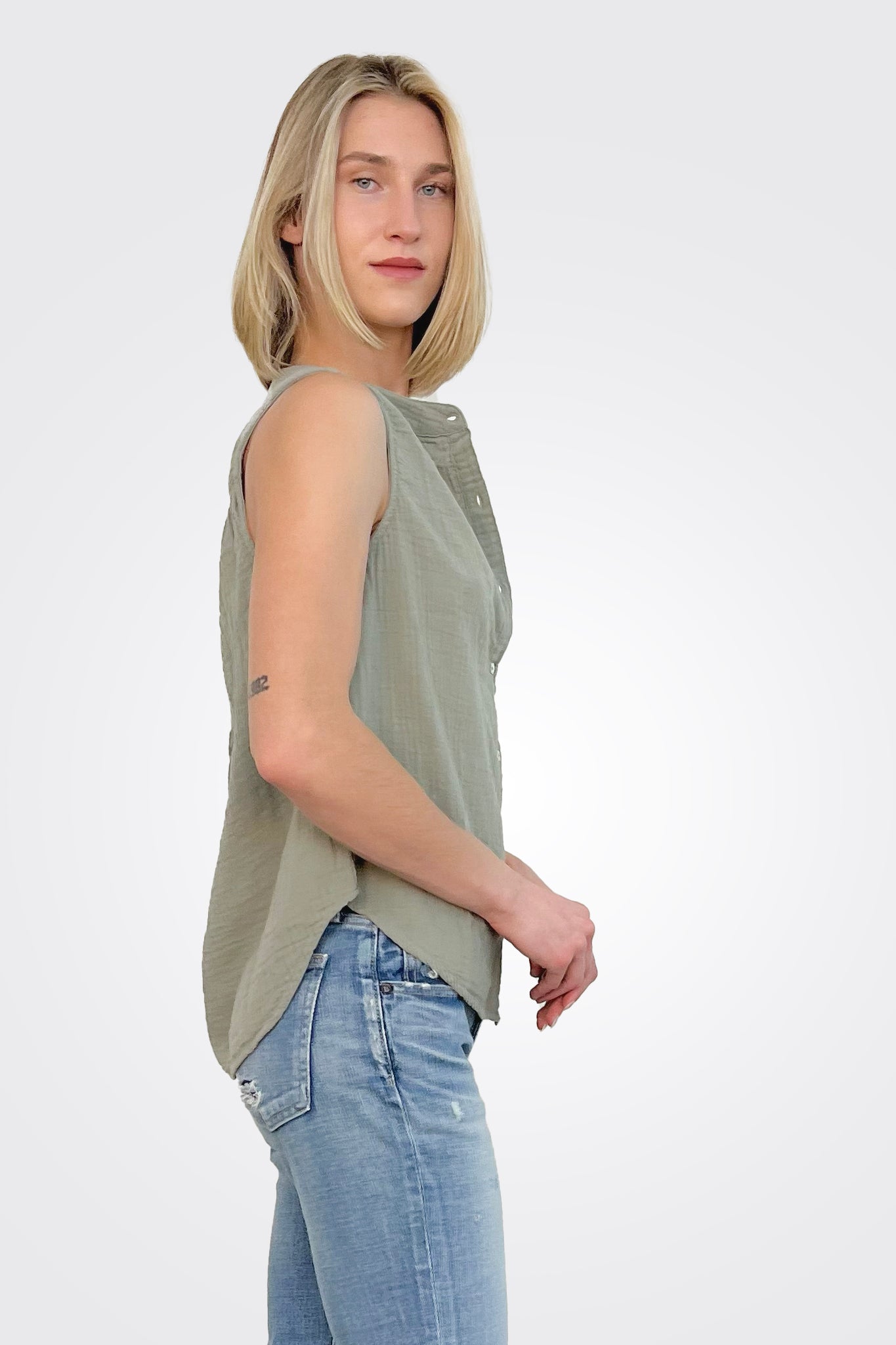 Gauze Button Down - Sage by Dylan — view 3