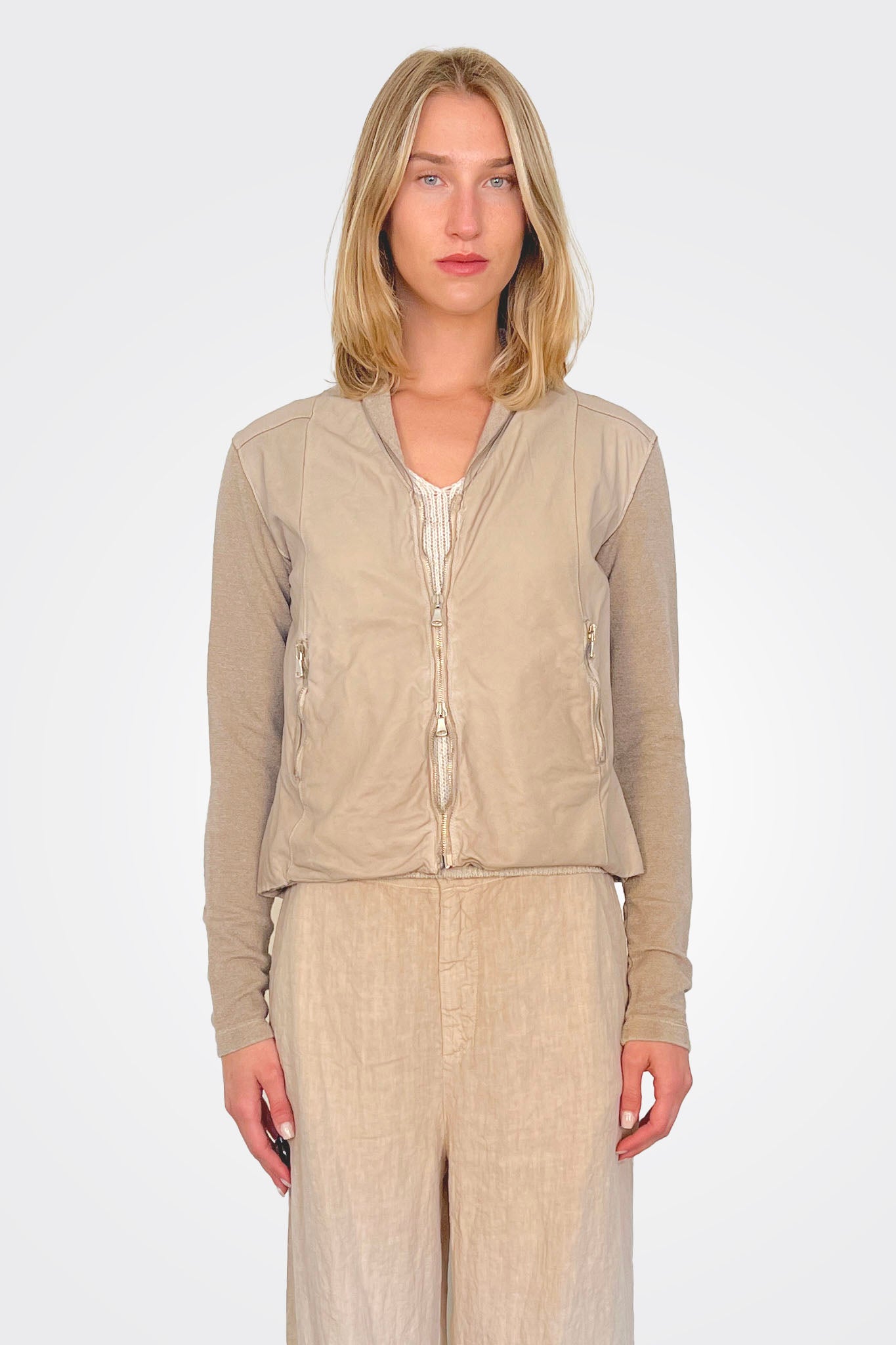 Slim Fit Zipped Short Jacket - Sand by Transit Par-Such | 25 South Boutiques