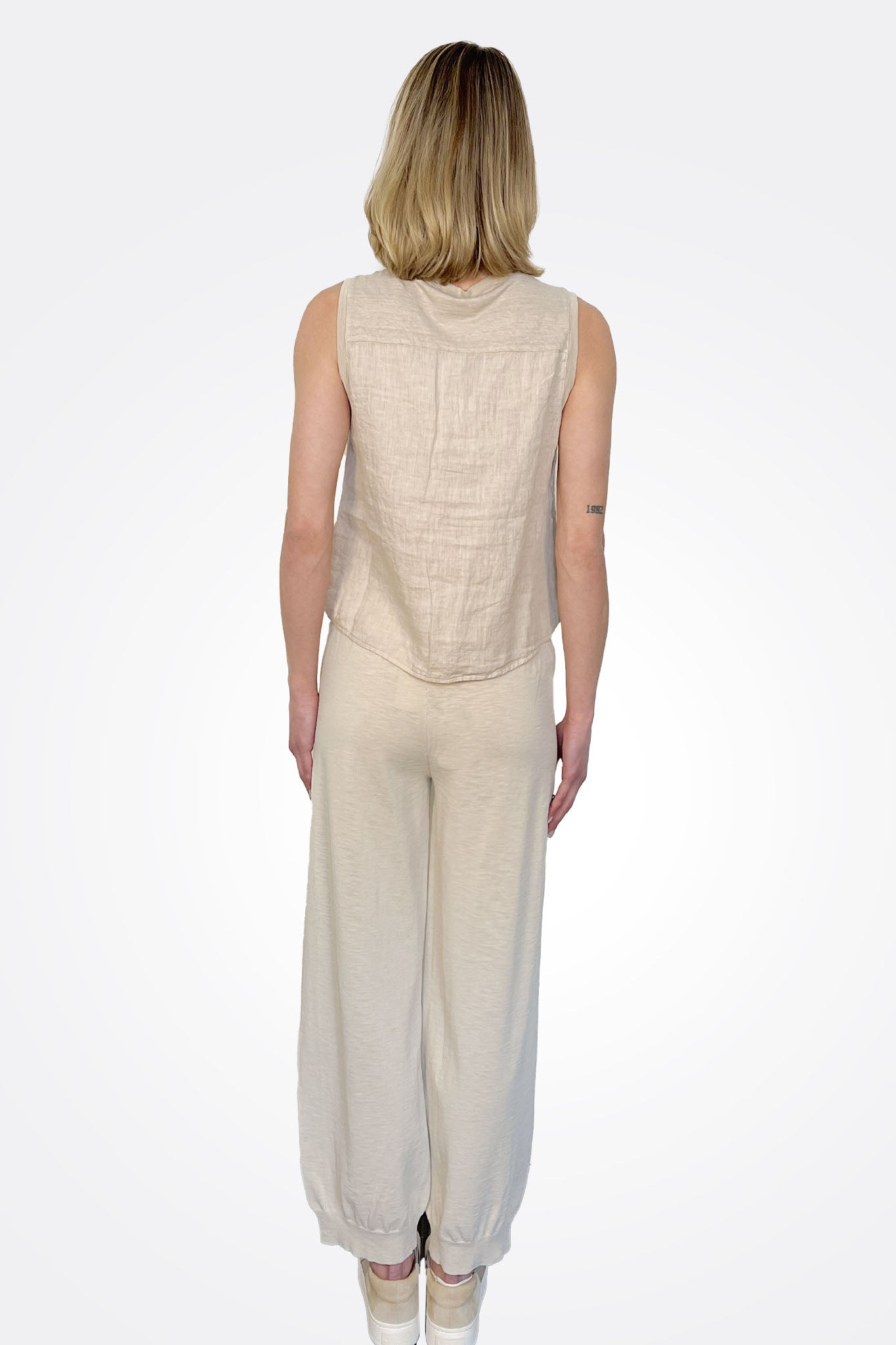 Comfort Fit Drawstring Trousers - Sand by Transit Par-Such — alternate view