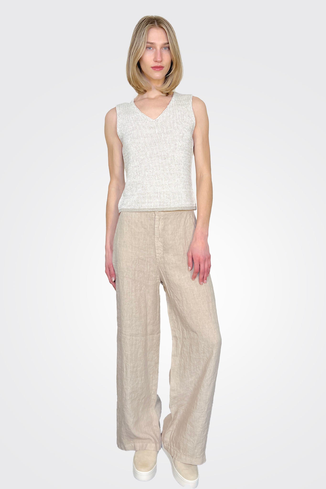 Wide Leg Linen Trousers - Sand by Transit Par-Such — alternate view