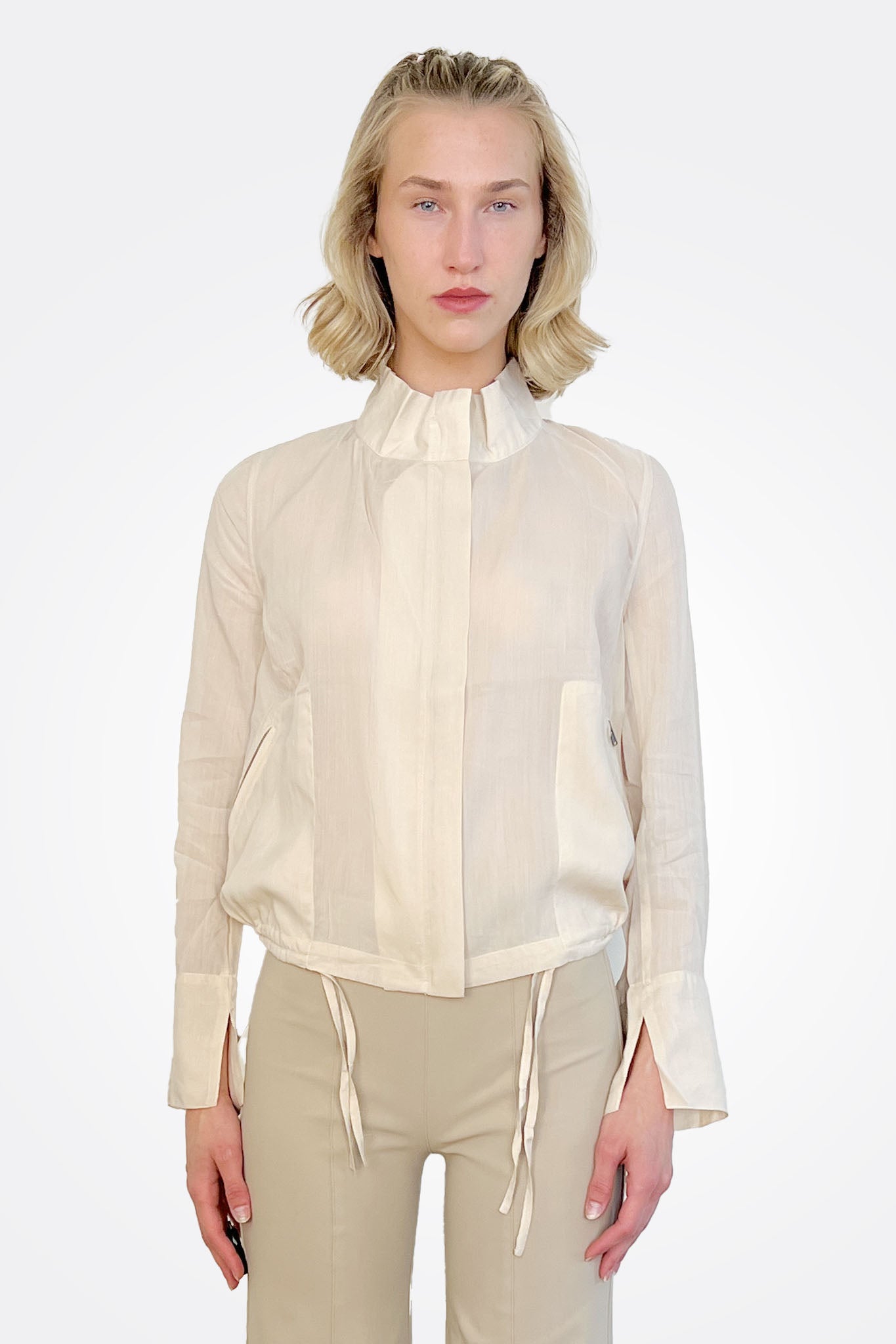 Yabella Sheer Mockneck Zip Jacket - Clay by Elaine Kim — alternate view
