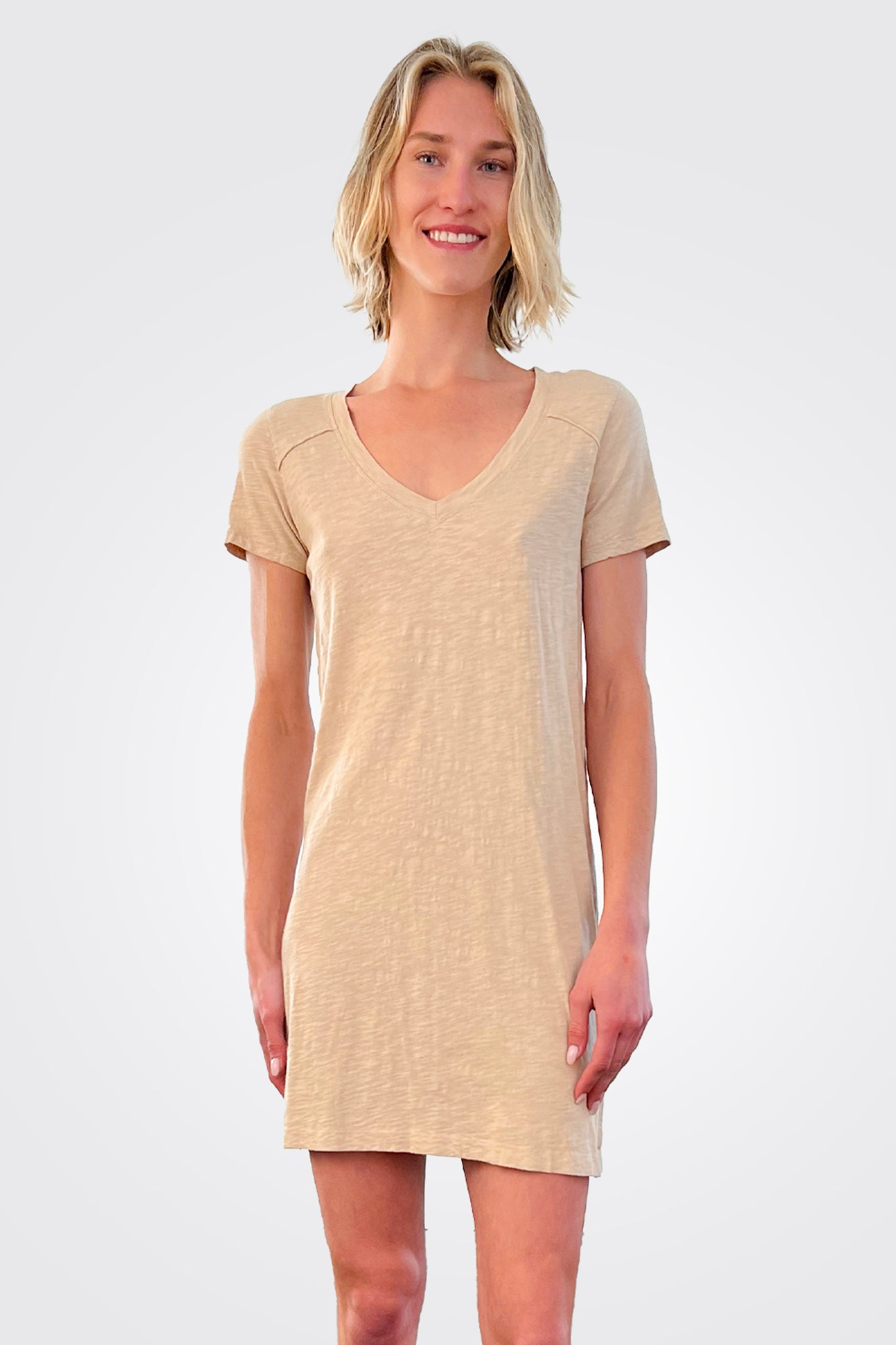 T Shirt Dress - Sand by Bobi — alternate view