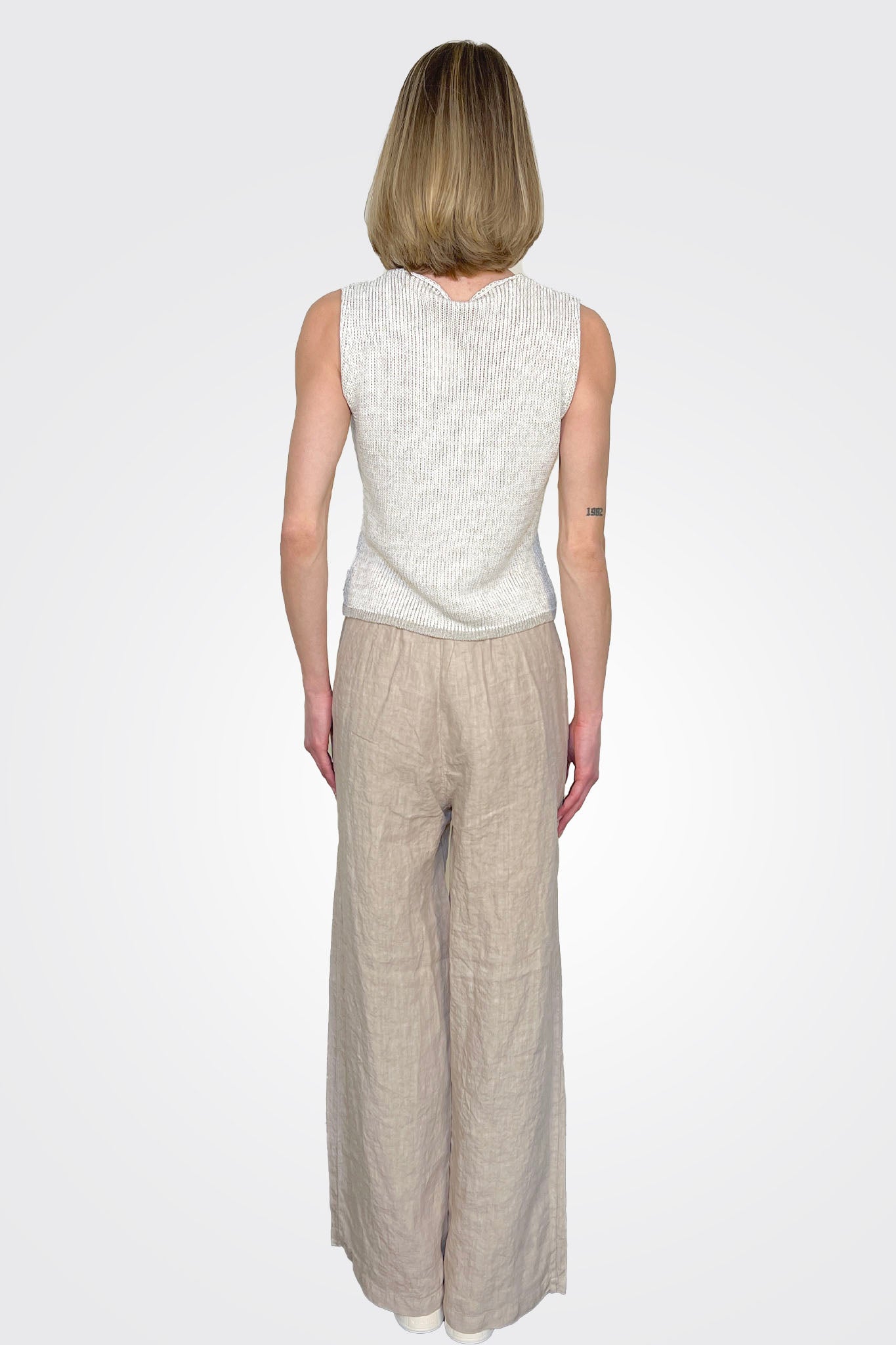 Wide Leg Linen Trousers - Sand by Transit Par-Such — view 3