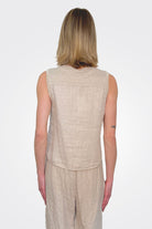 Linen Jersey Comfort Fit Flared Vest - Sand by Transit Par-Such — view 3