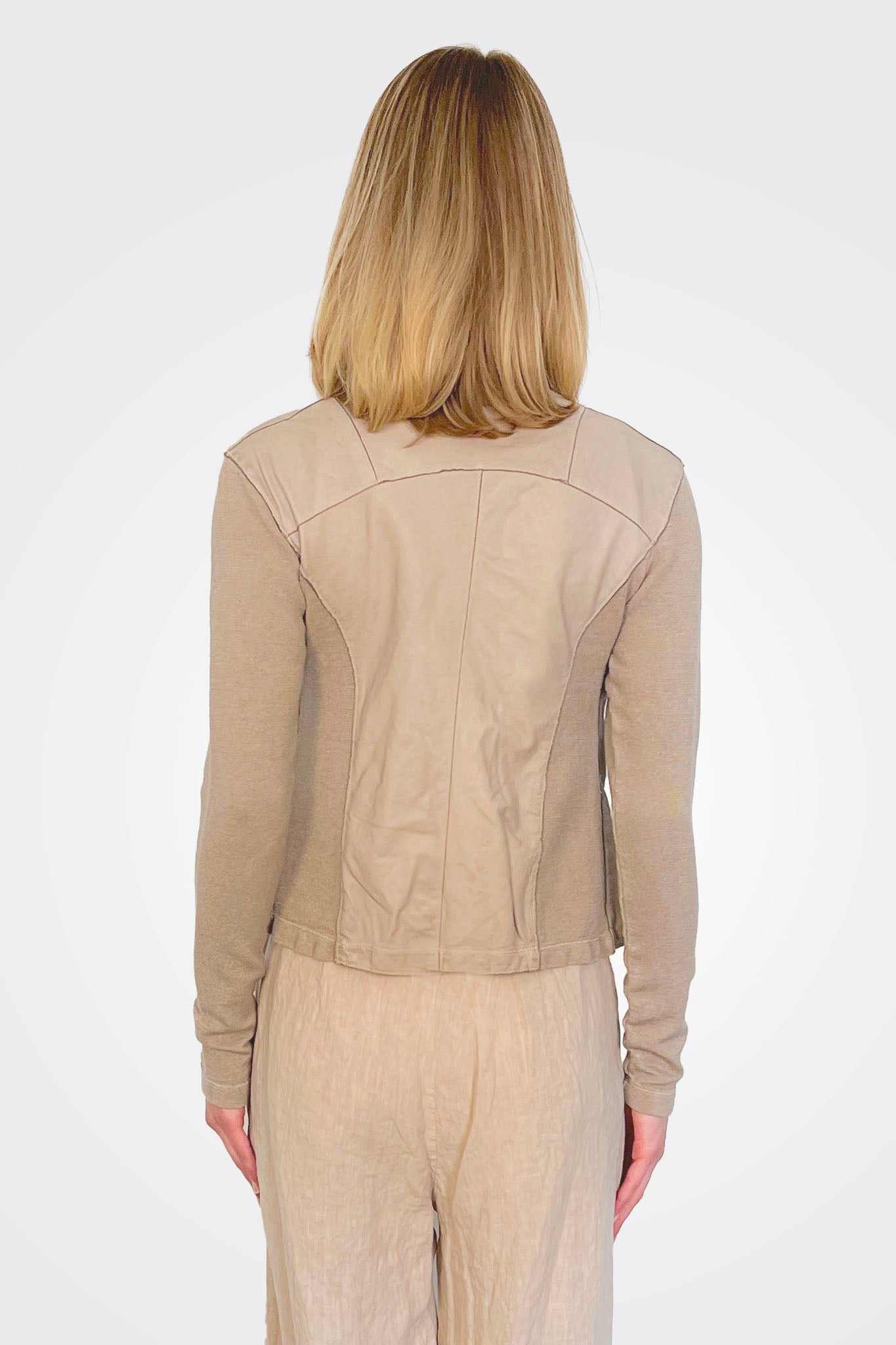 Slim Fit Zipped Short Jacket - Sand by Transit Par-Such — view 3