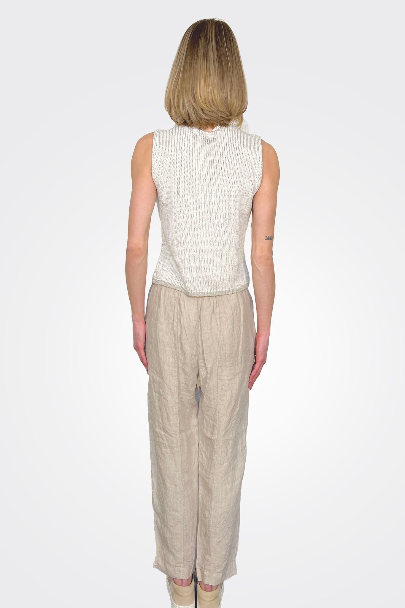 Linen Straight Leg Tapered Trousers - Sand by Transit Par-Such — alternate view