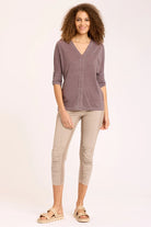Jetter Crop Legging - Sandalwood Pigment by XCVI — view 4