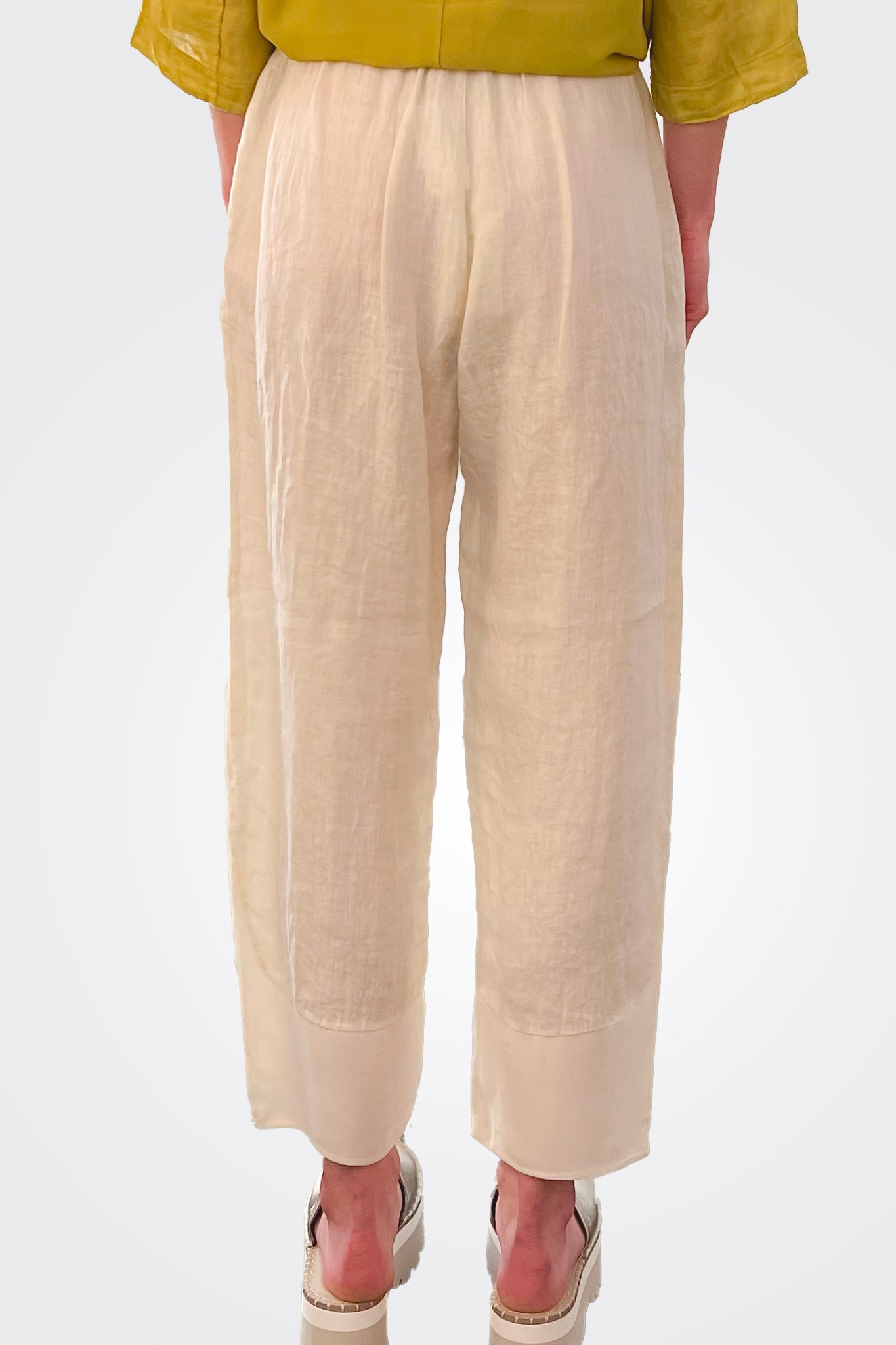 Linen Elastic Waist Trousers - Sand by Transit Par-Such — view 3