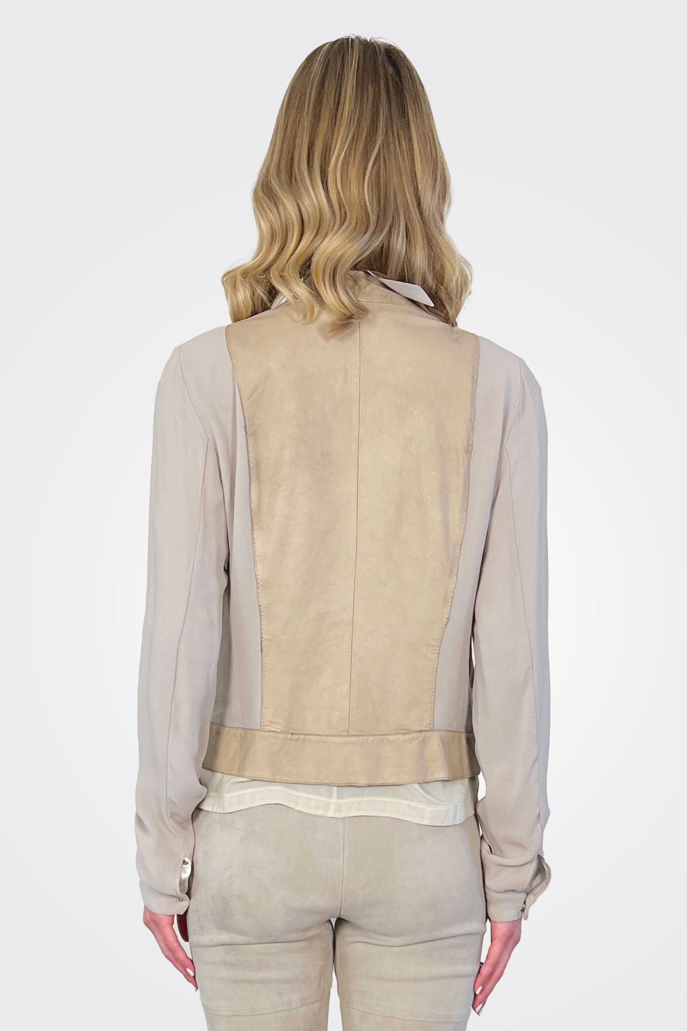 Leather Mix Media Jacket - Sand by Transit Par-Such — view 4