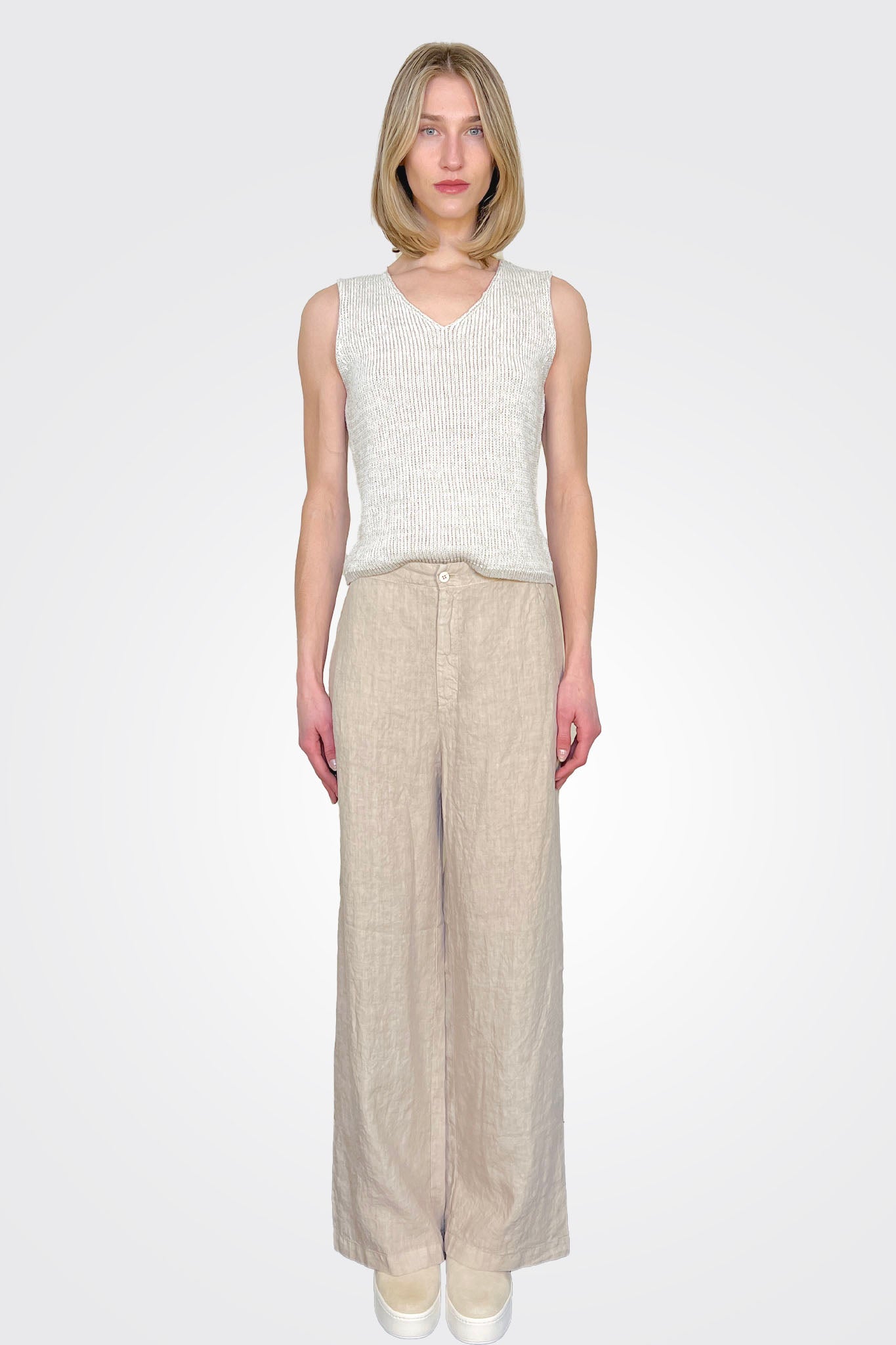 Wide Leg Linen Trousers - Sand by Transit Par-Such | 25 South Boutiques