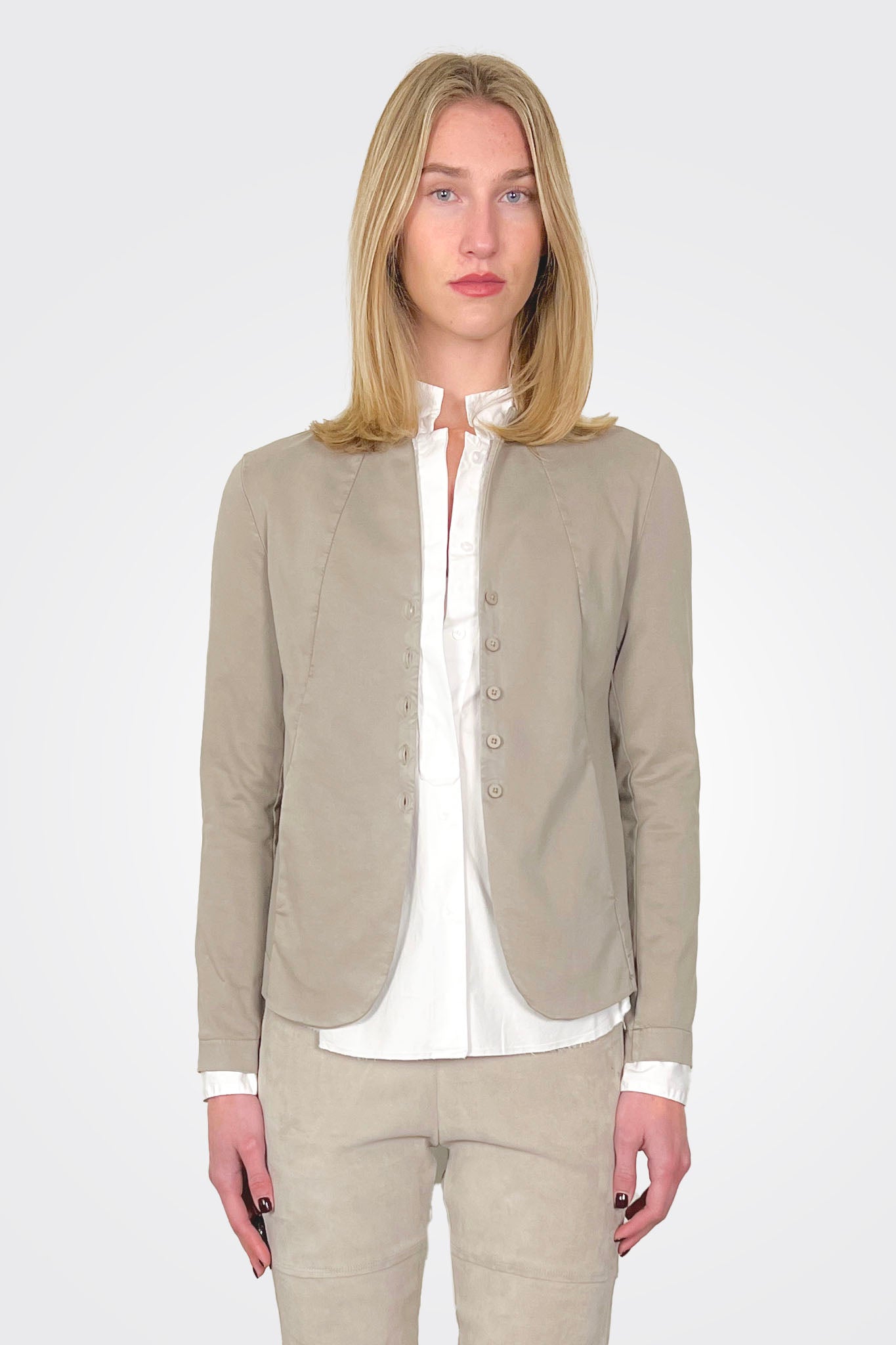 Mandarin Collar Jacket - Sand by Transit Par-Such | 25 South Boutiques
