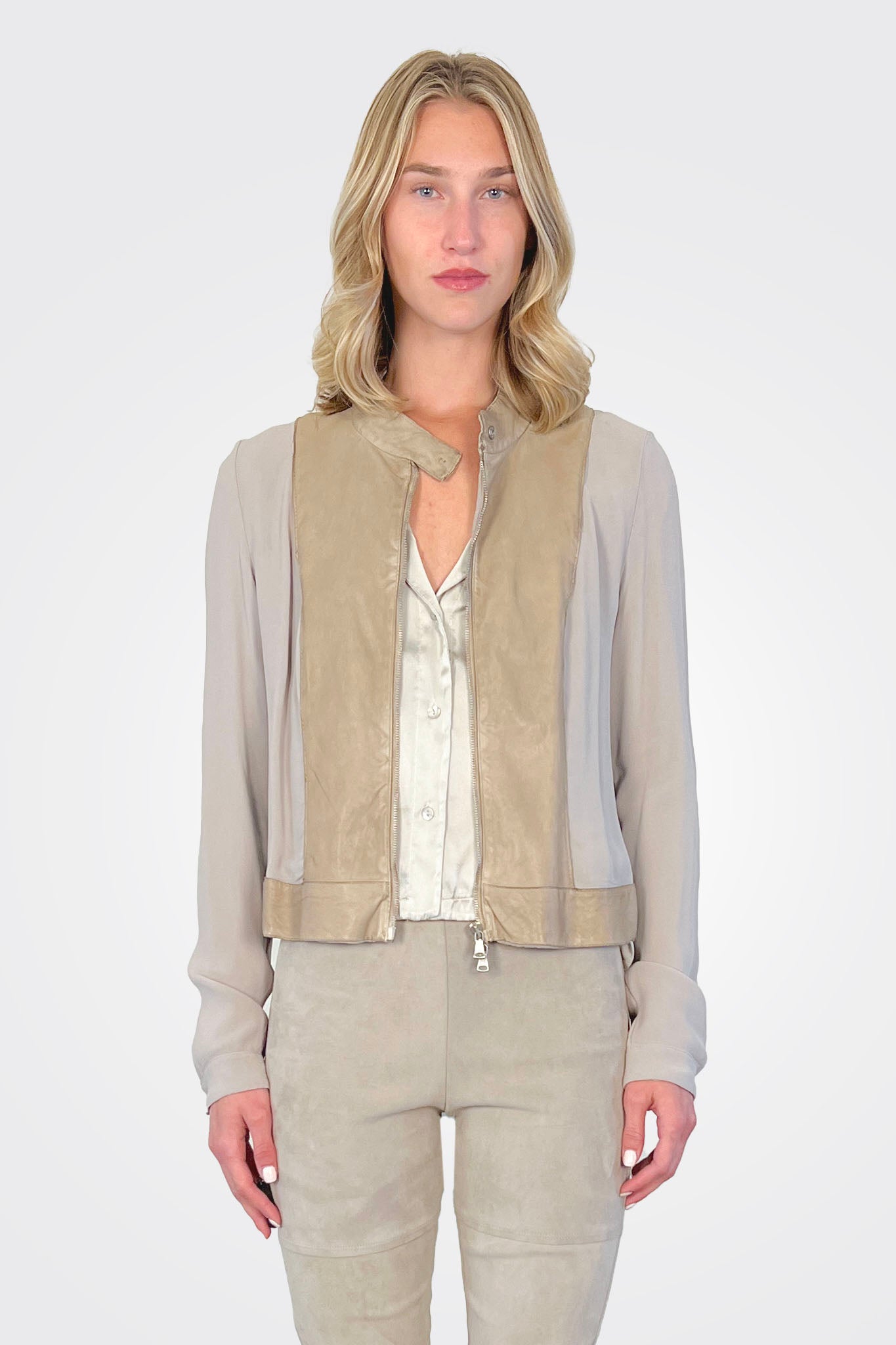 Leather Mix Media Jacket - Sand by Transit Par-Such | 25 South Boutiques
