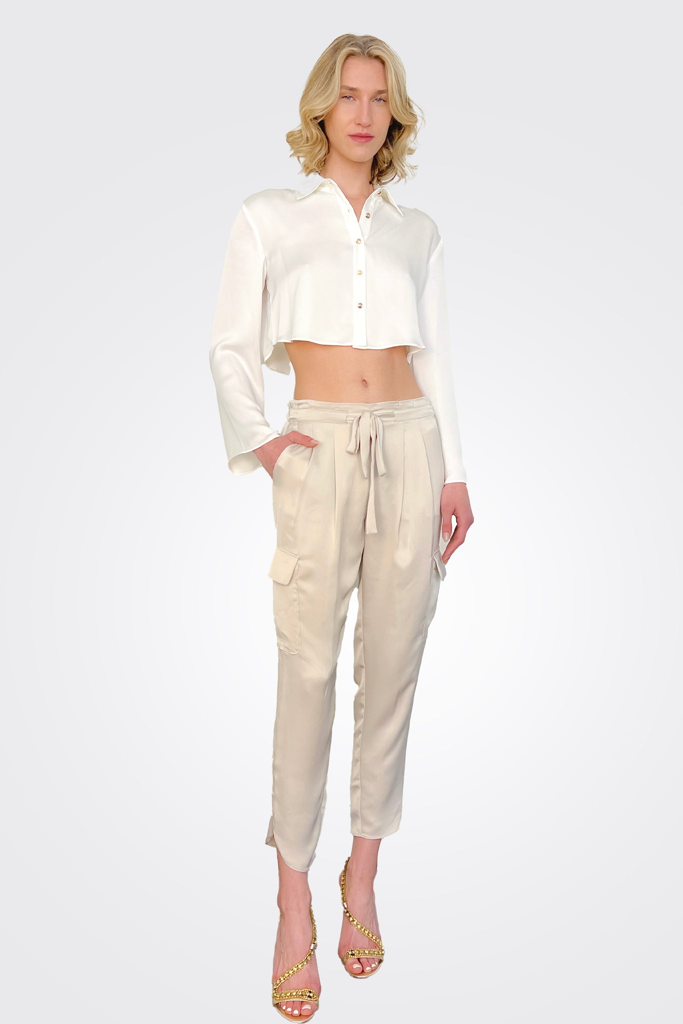 Satin Pocket Allyn Pant - Sands by Ramy Brook | 25 South Boutiques