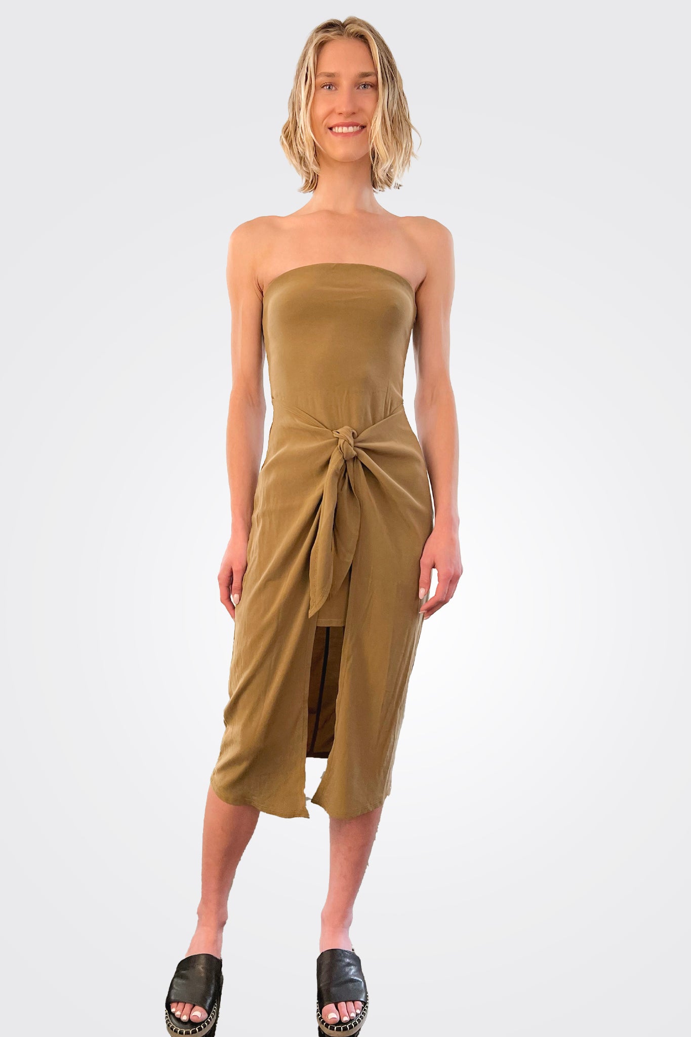 Strapless D.K. Wrap Dress - Sandstone by Anemos | 25 South Boutiques
