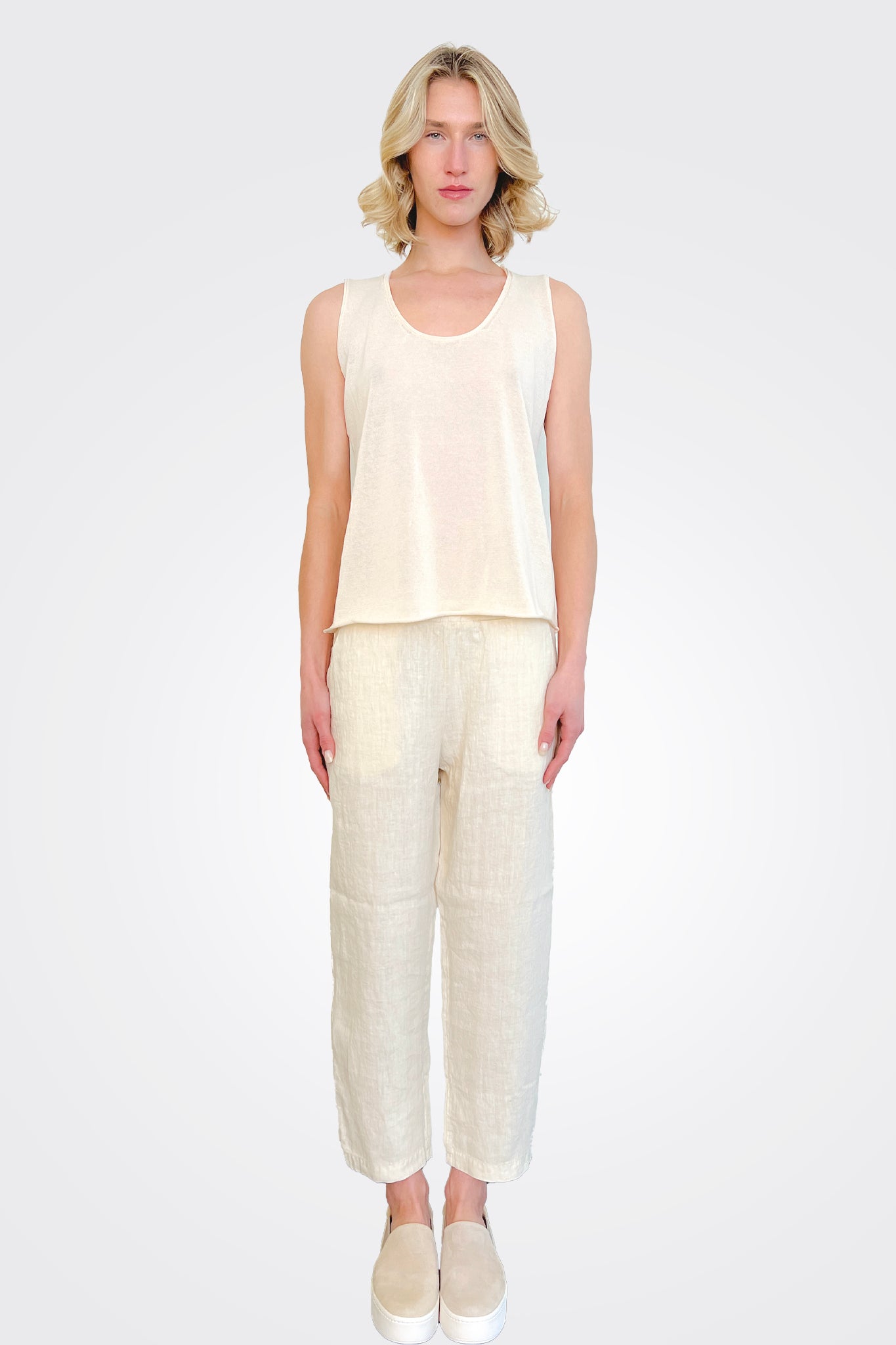Cropped Ankle Trousers - Ivory by Transit Par-Such | 25 South Boutiques