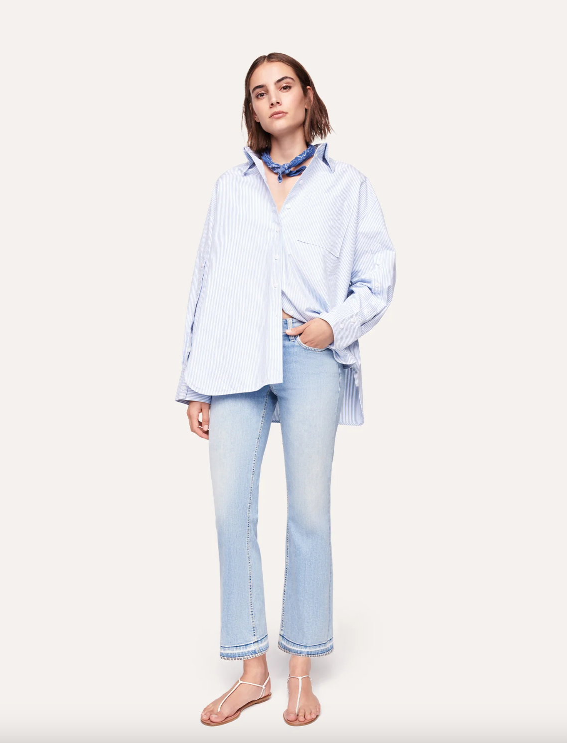 Paris Easy Kick Flared Crop Denim - Super Bleach by Cambio — alternate view