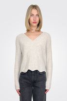 Scallop Shaker V Neck Sweater - Mojave by Autumn Cashmere | 25 South Boutiques