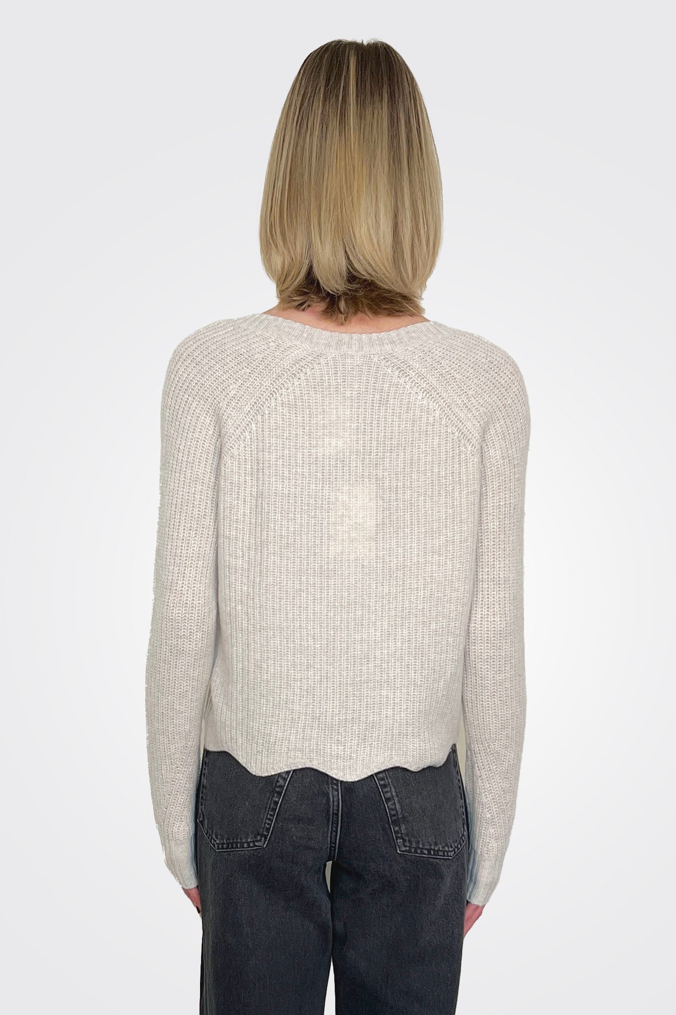 Scallop Shaker V Neck Sweater - Mojave by Autumn Cashmere — alternate view