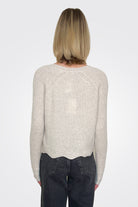 Scallop Shaker V Neck Sweater - Mojave by Autumn Cashmere — alternate view