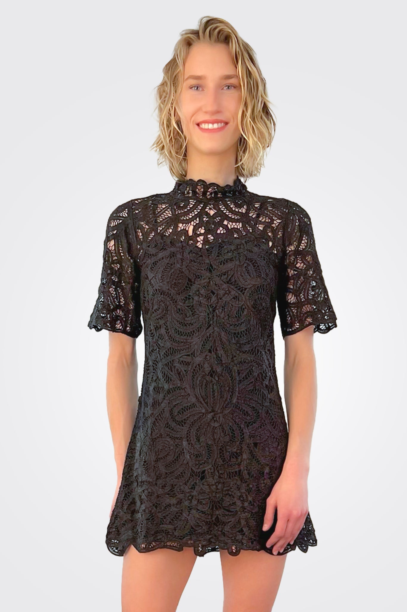 Branca Short Sleeve Dress - Black by Sea NY — alternate view