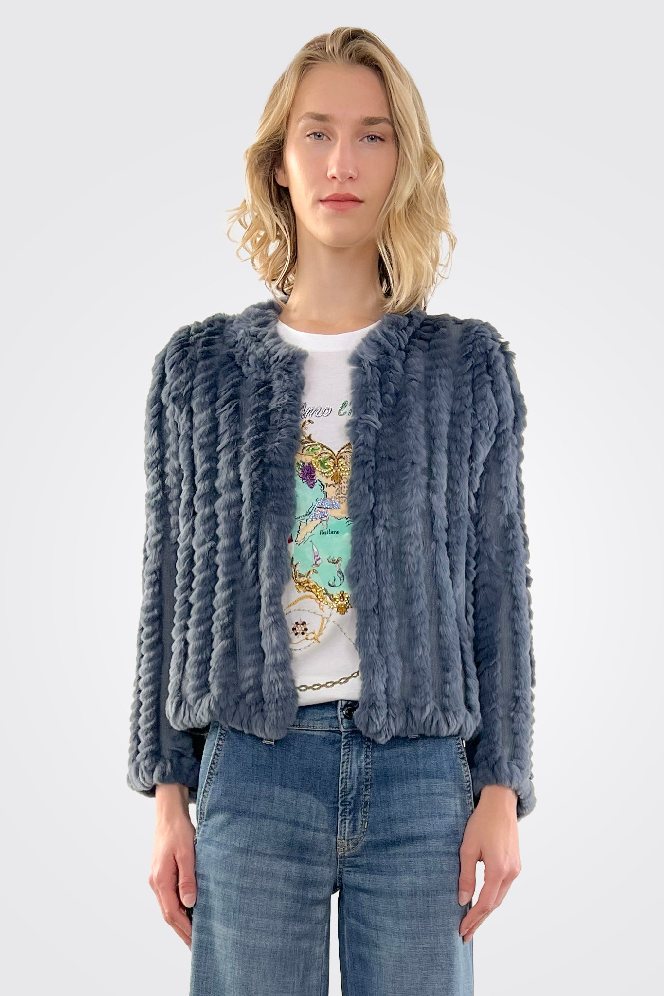 Rosa Fur Jacket - Sea by Heartloom — view 3