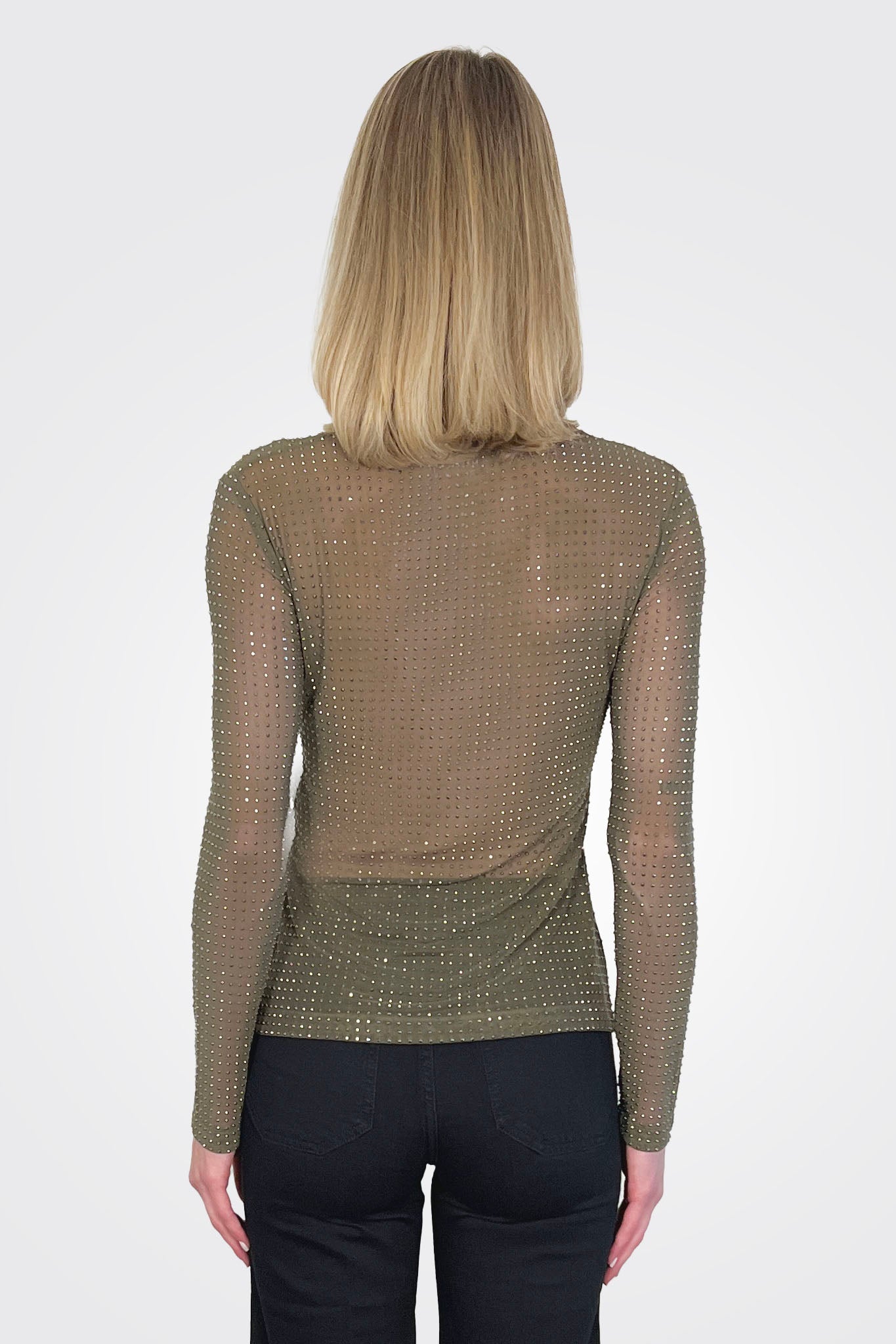 Selina Crystal Adorned Tulle Shirt - Green by Marella — view 3