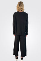 Cashmere Ribbed Bottom Trousers - Black by Serie Numerica — view 3