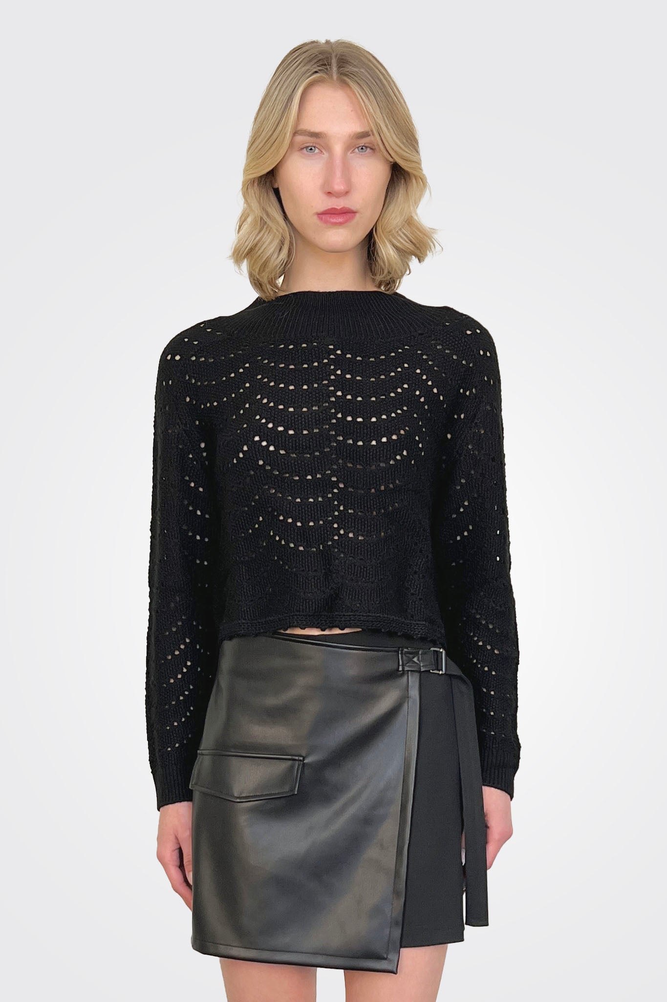 Eyelet Sweater - Black by SFIZIO | 25 South Boutiques