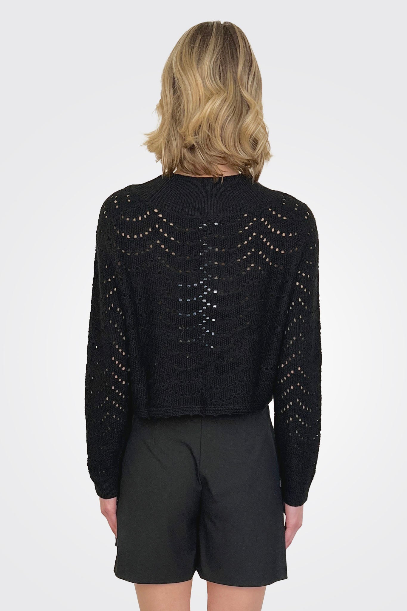 Eyelet Sweater - Black by SFIZIO — view 3