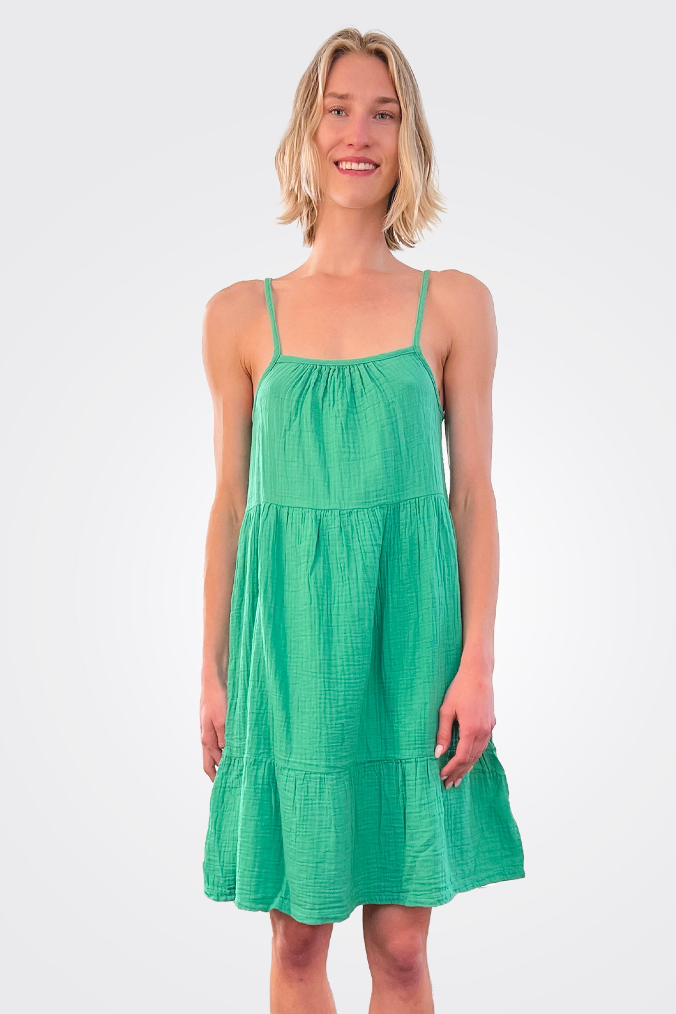 Cami Tiered Dress - Shamrock by Bobi — alternate view