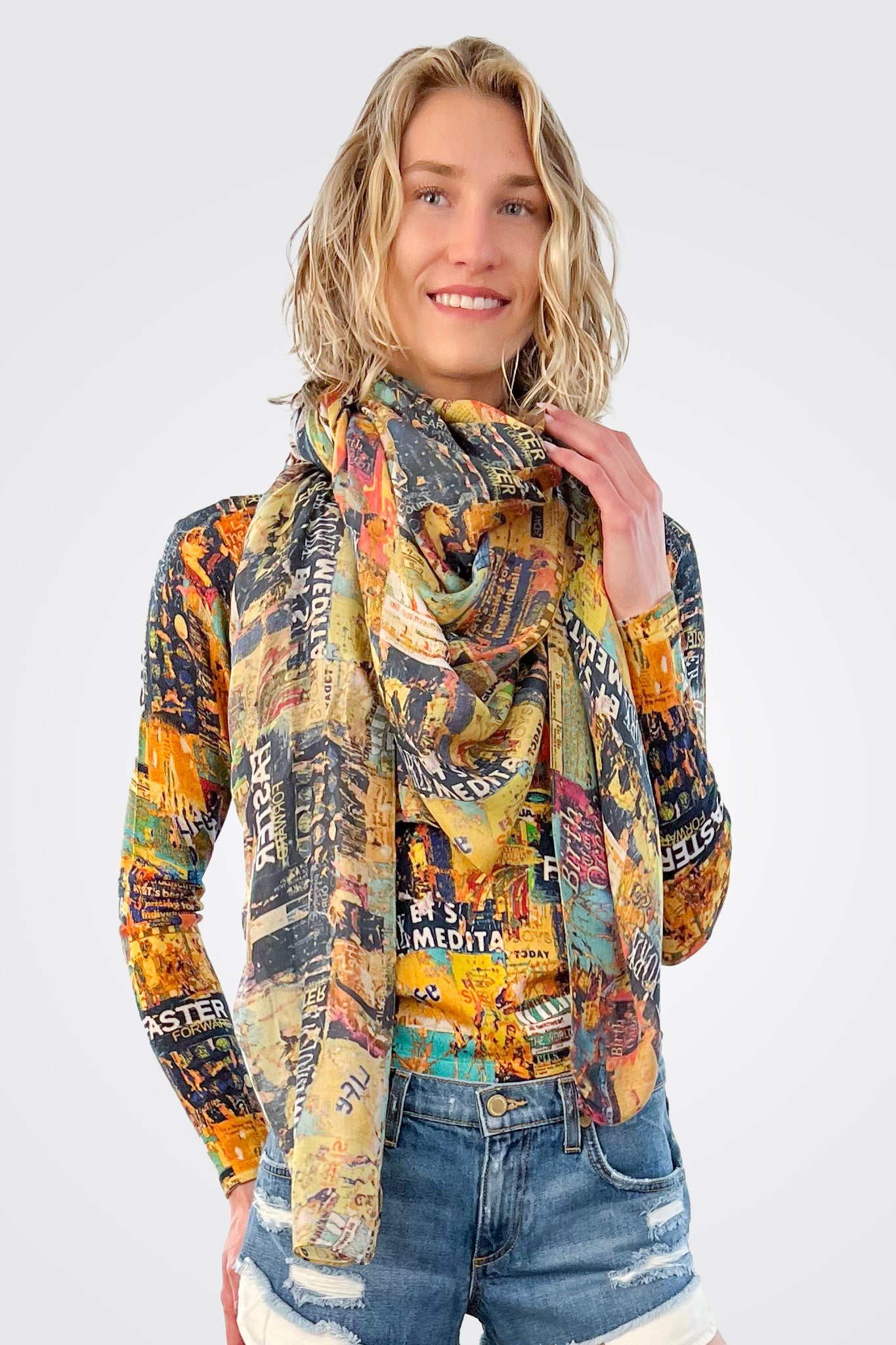 Shawl - Flamee Blue by Printed Artworks | 25 South Boutiques