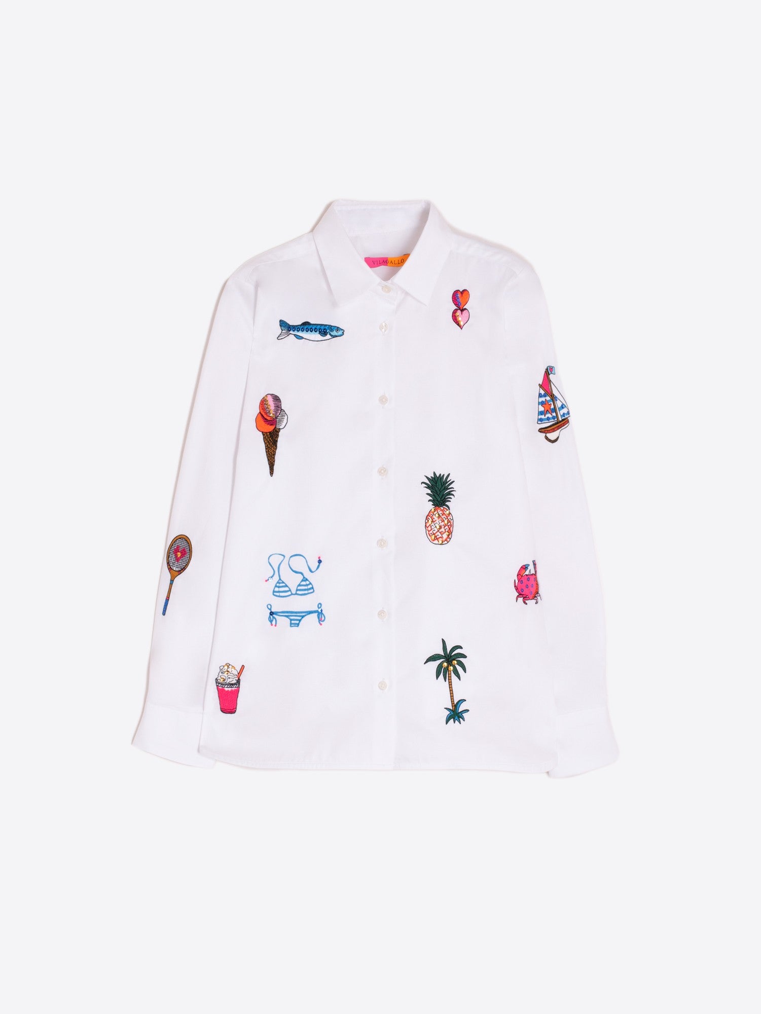 Isa Embroidered Shirt - Blanco Twill by Vilagallo — view 4