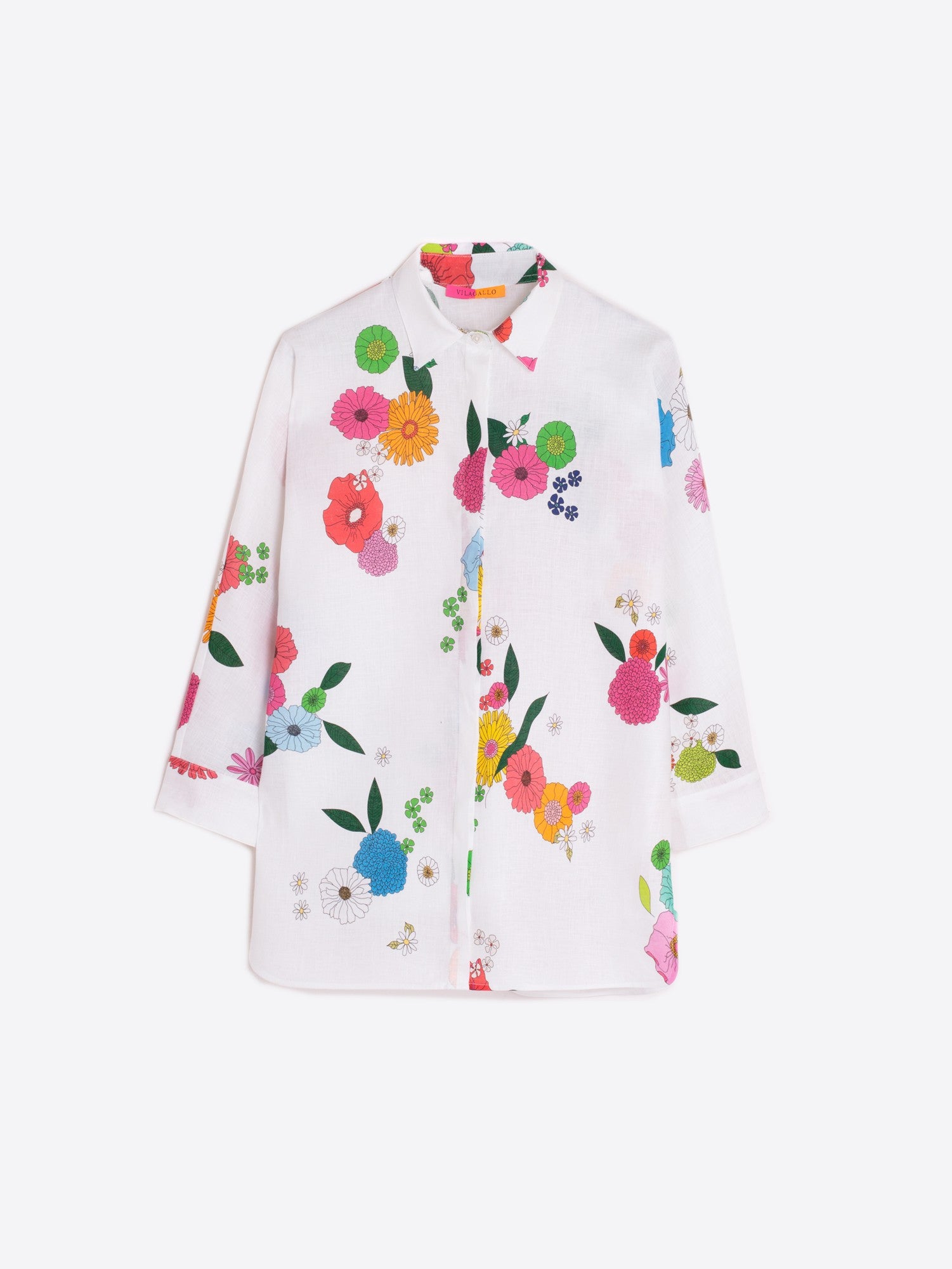 Louisa Linen Shirt - Flowers by Vilagallo — view 4