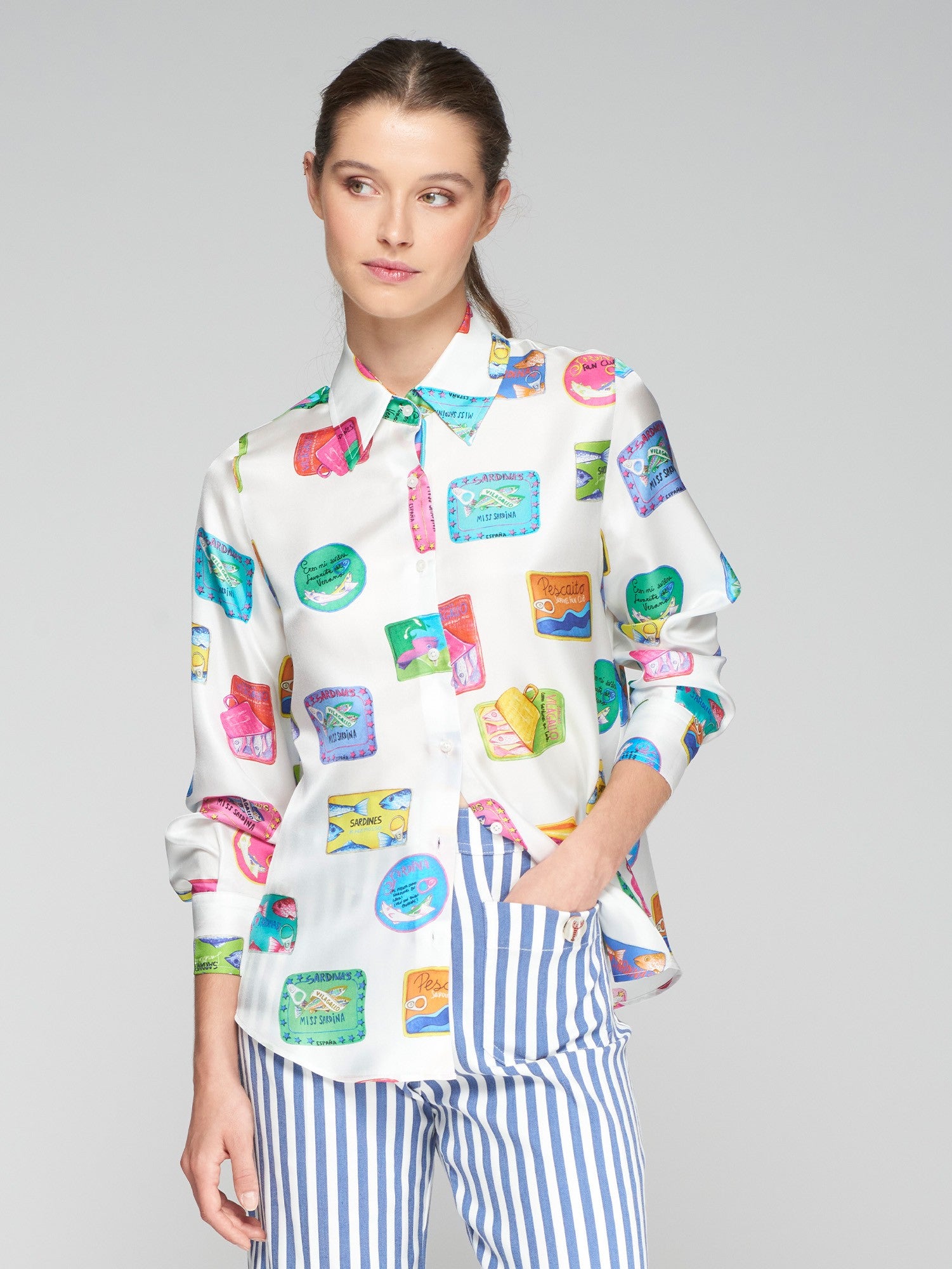 Mafalda Shirt - Sardines Print by Vilagallo | 25 South Boutiques