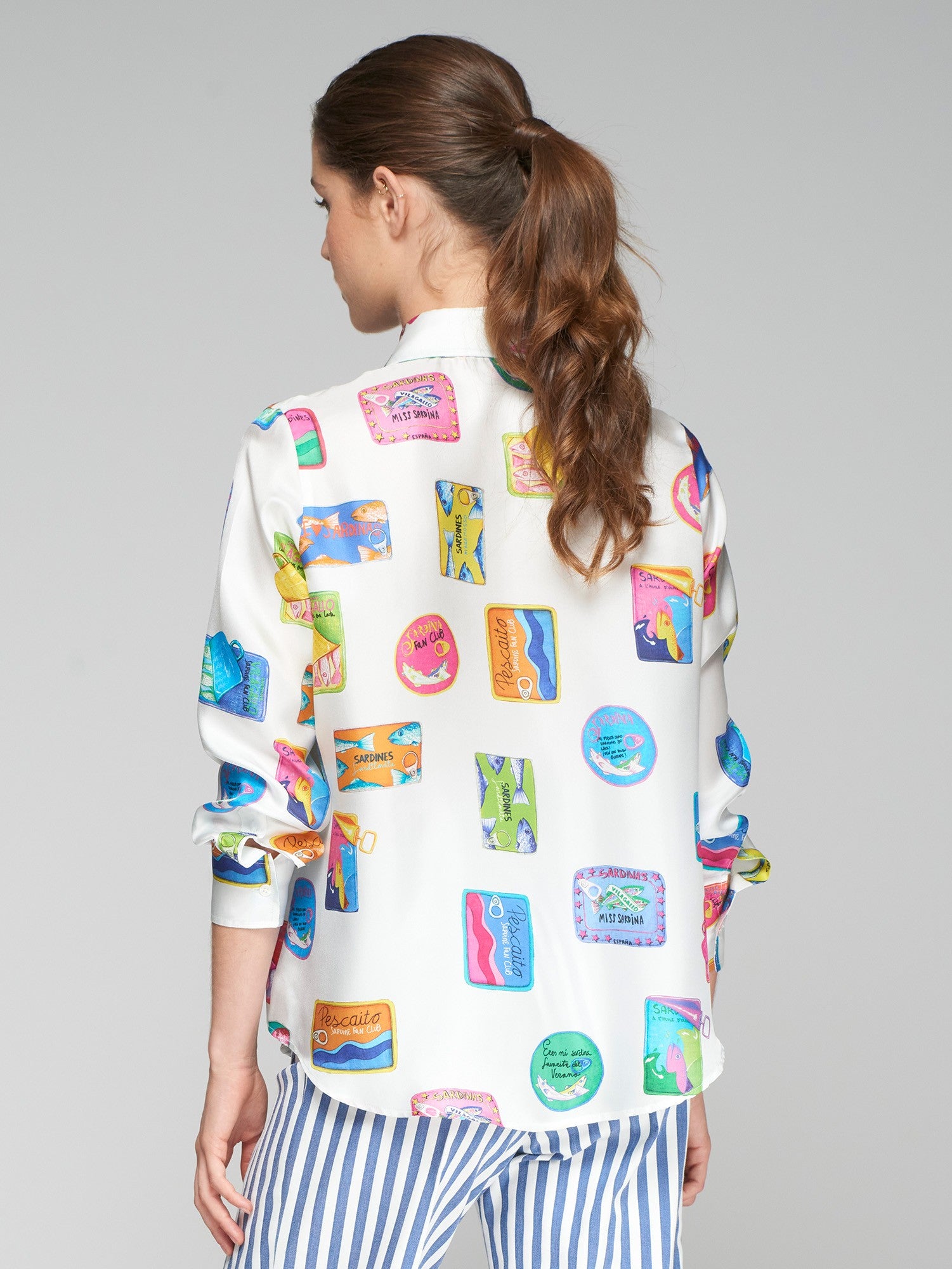 Mafalda Shirt - Sardines Print by Vilagallo — view 3