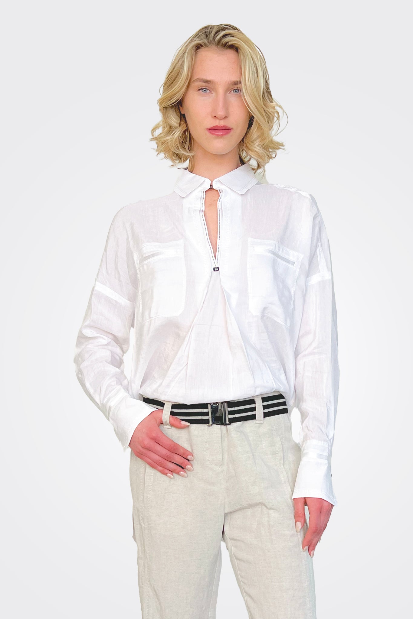 Deep Cuff Pleat Stitch Shirt - White by Beate Heymann — alternate view