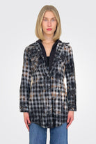 Hooded Plaid Shirt - Black / Grey by The Nu Vintage — alternate view