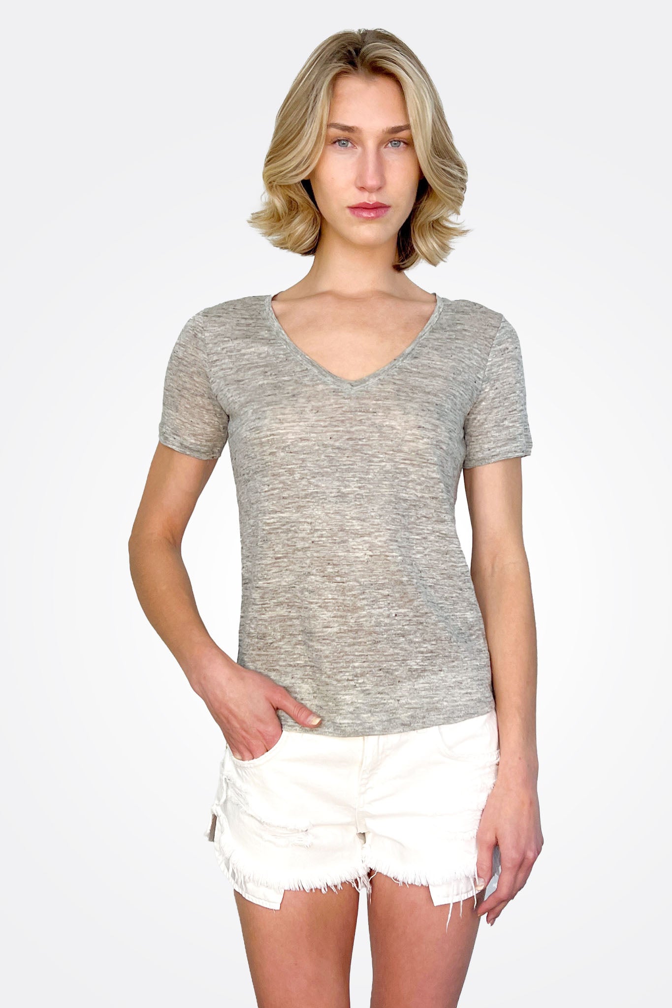 V Neck Shirt - Heather by Purotatto | 25 South Boutiques