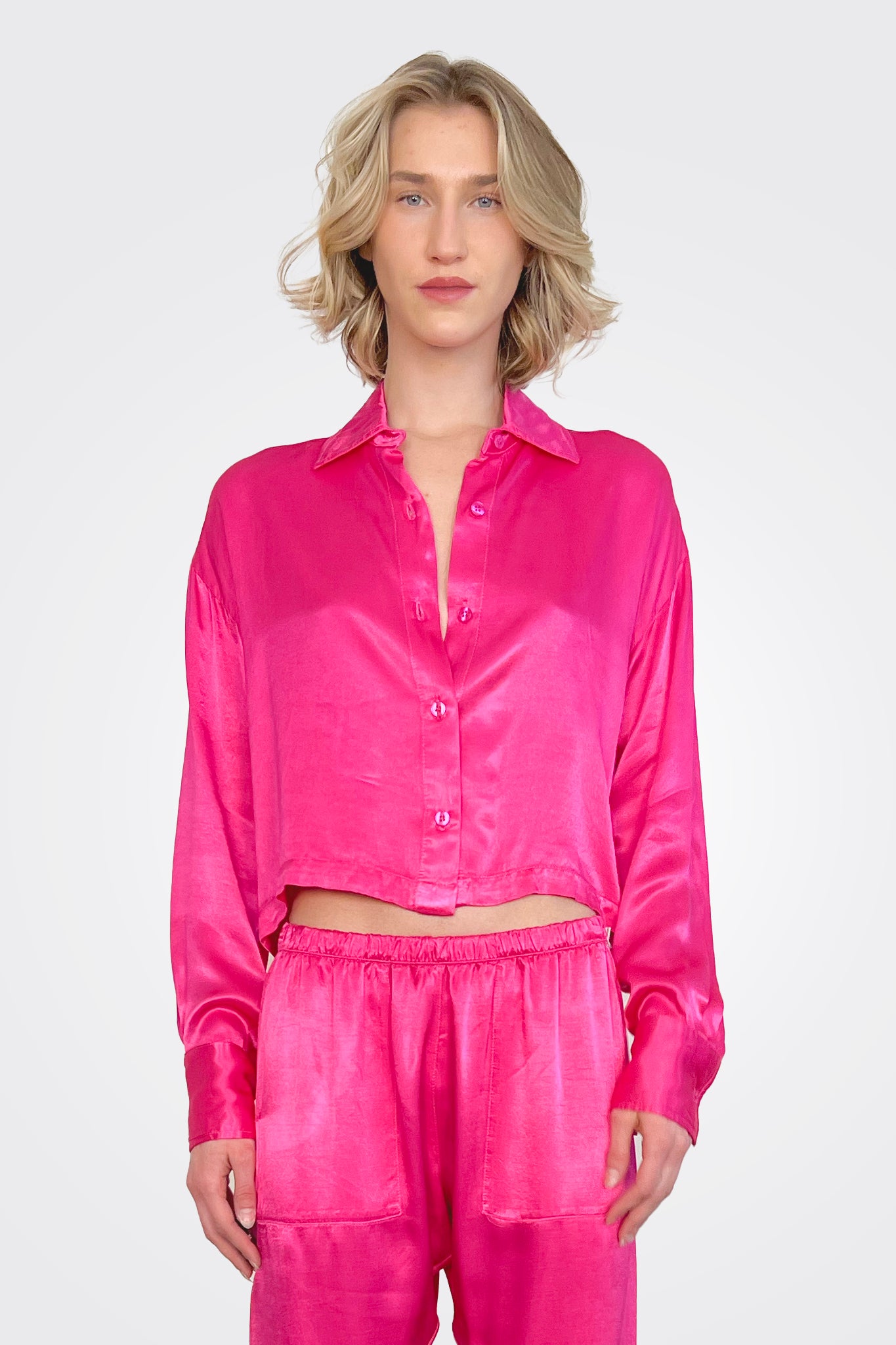 Billie Boxy Vintage Satin Shirt - Shock by Pharaoh — alternate view