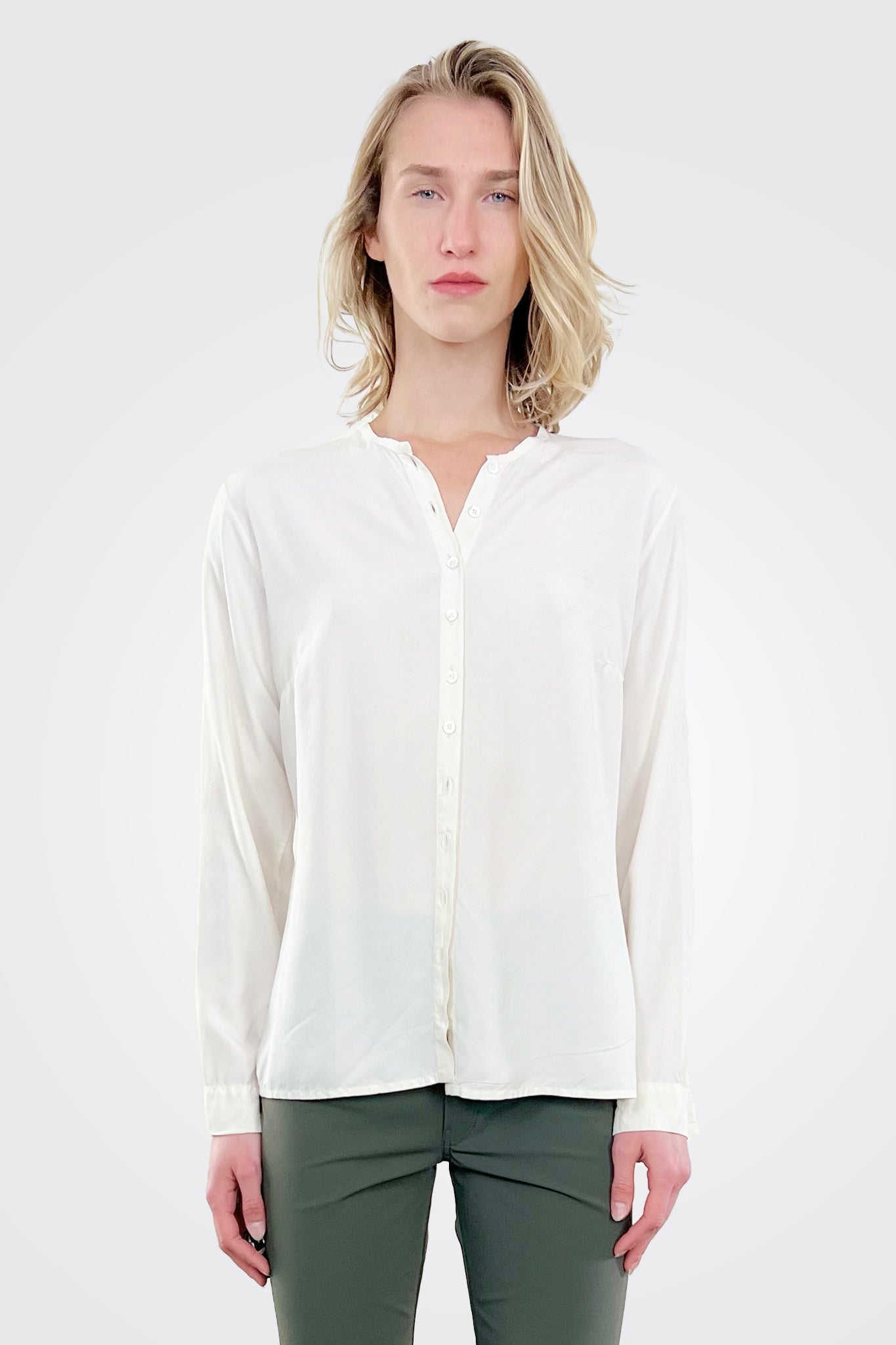 Silk Button Down Blouse - White by Private 0204 — alternate view