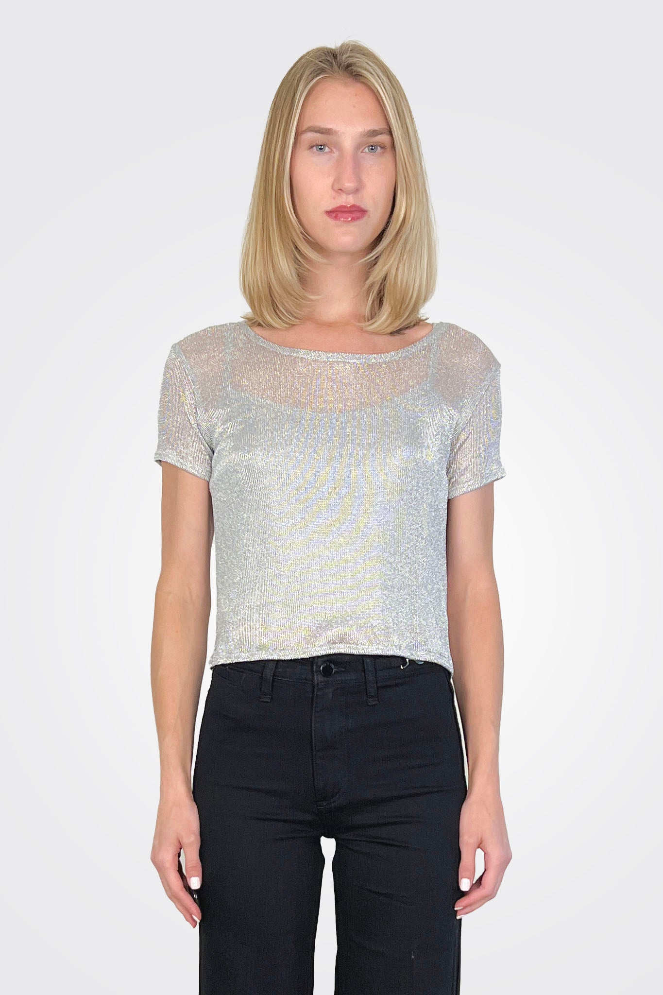 Frankie Crop Shirt - Silver by Stark X | 25 South Boutiques