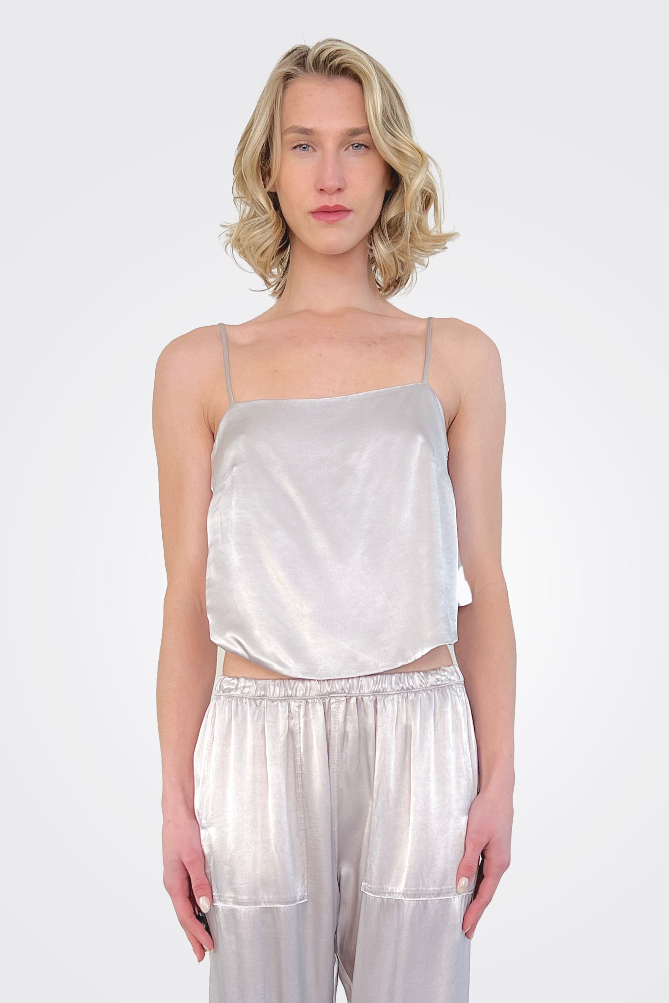 Georgia Vintage Satin Top - Silver by Pharaoh | 25 South Boutiques