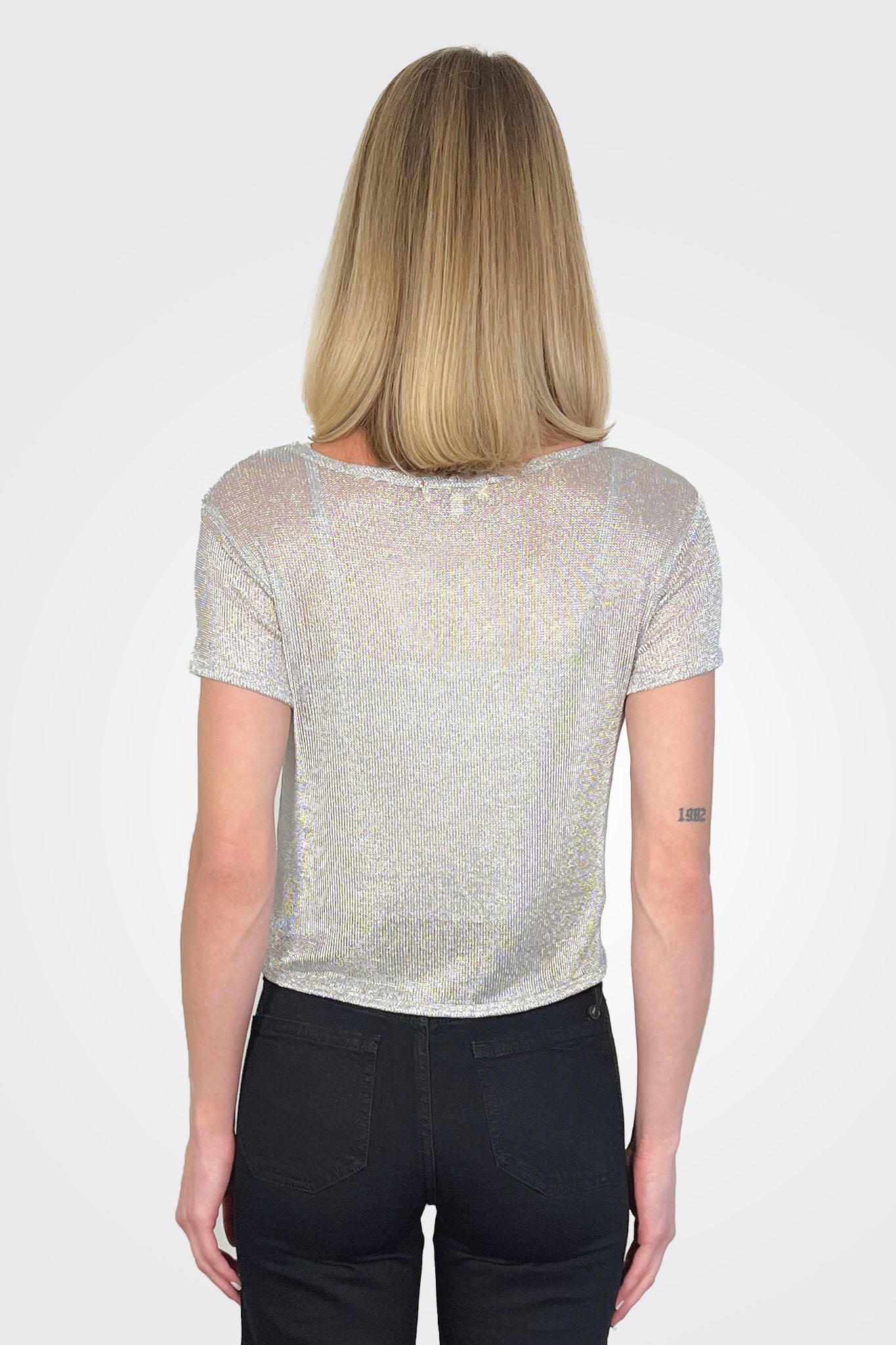 Frankie Crop Shirt - Silver by Stark X — alternate view