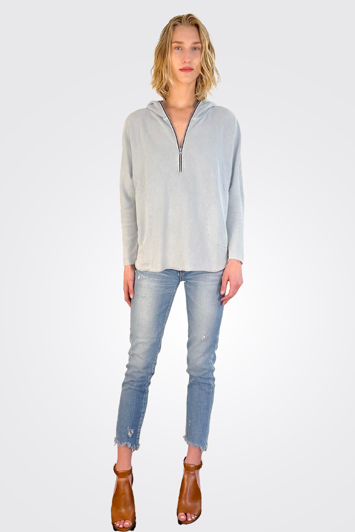Georgia Zip Tunic Hoodie - Silver Mist by HelloNite — alternate view