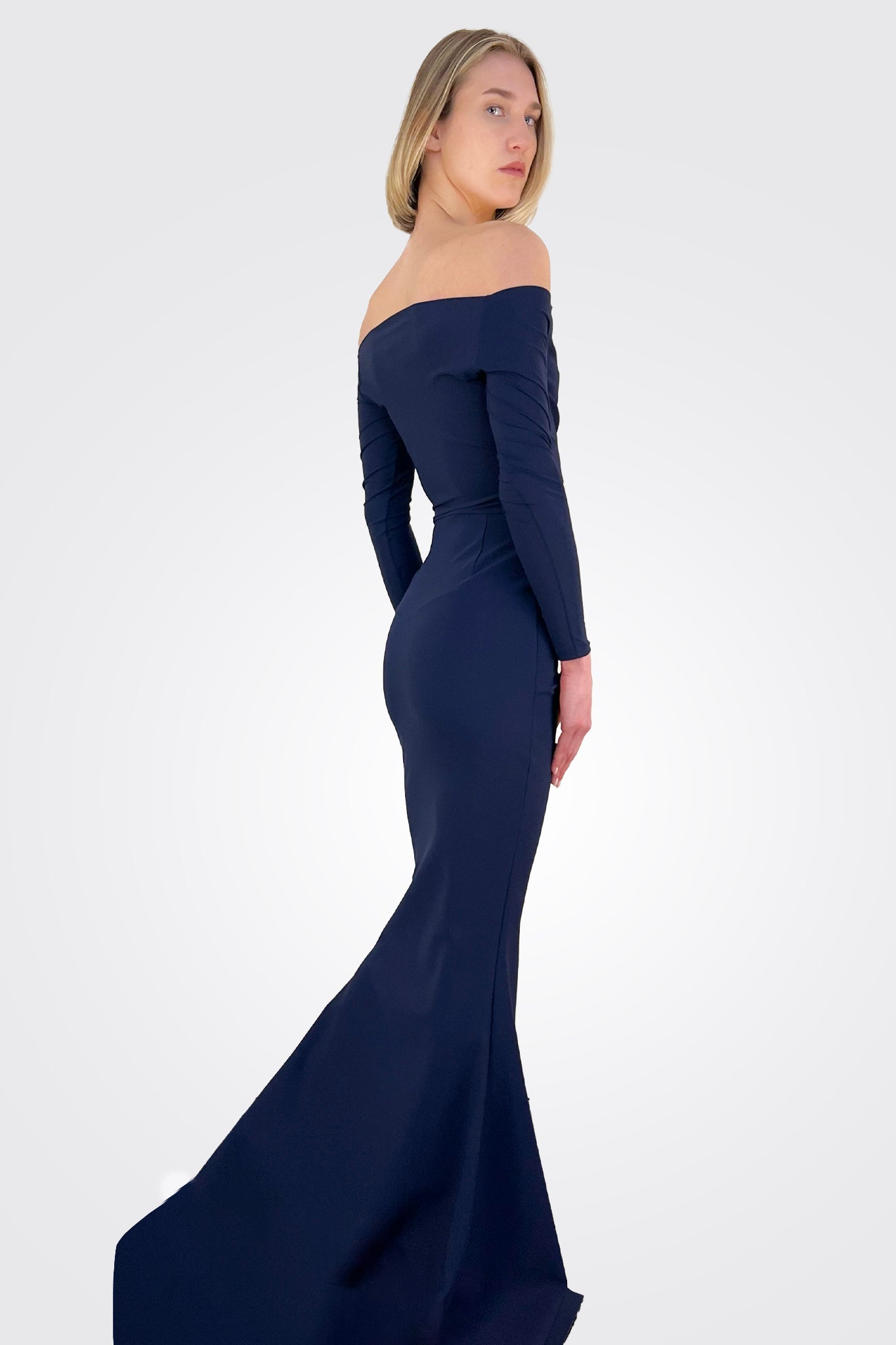Silveria Long Dress - Blu Notte by Chiara Boni — view 3