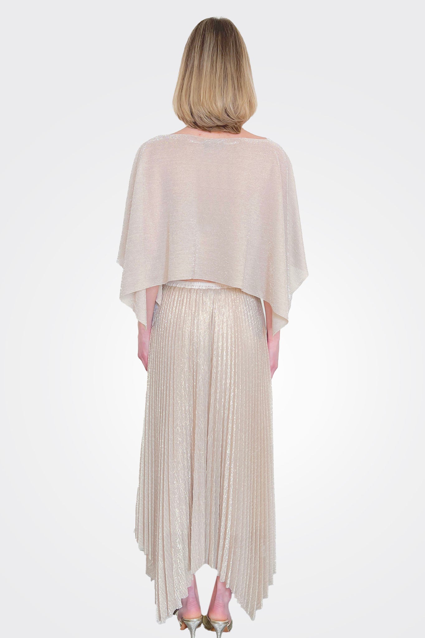 Pleated Lurex Skirt - Gold by Seventy Venezia — view 3