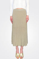 Pleated Midi Skirt - Gold Tan by Gran Sasso — alternate view