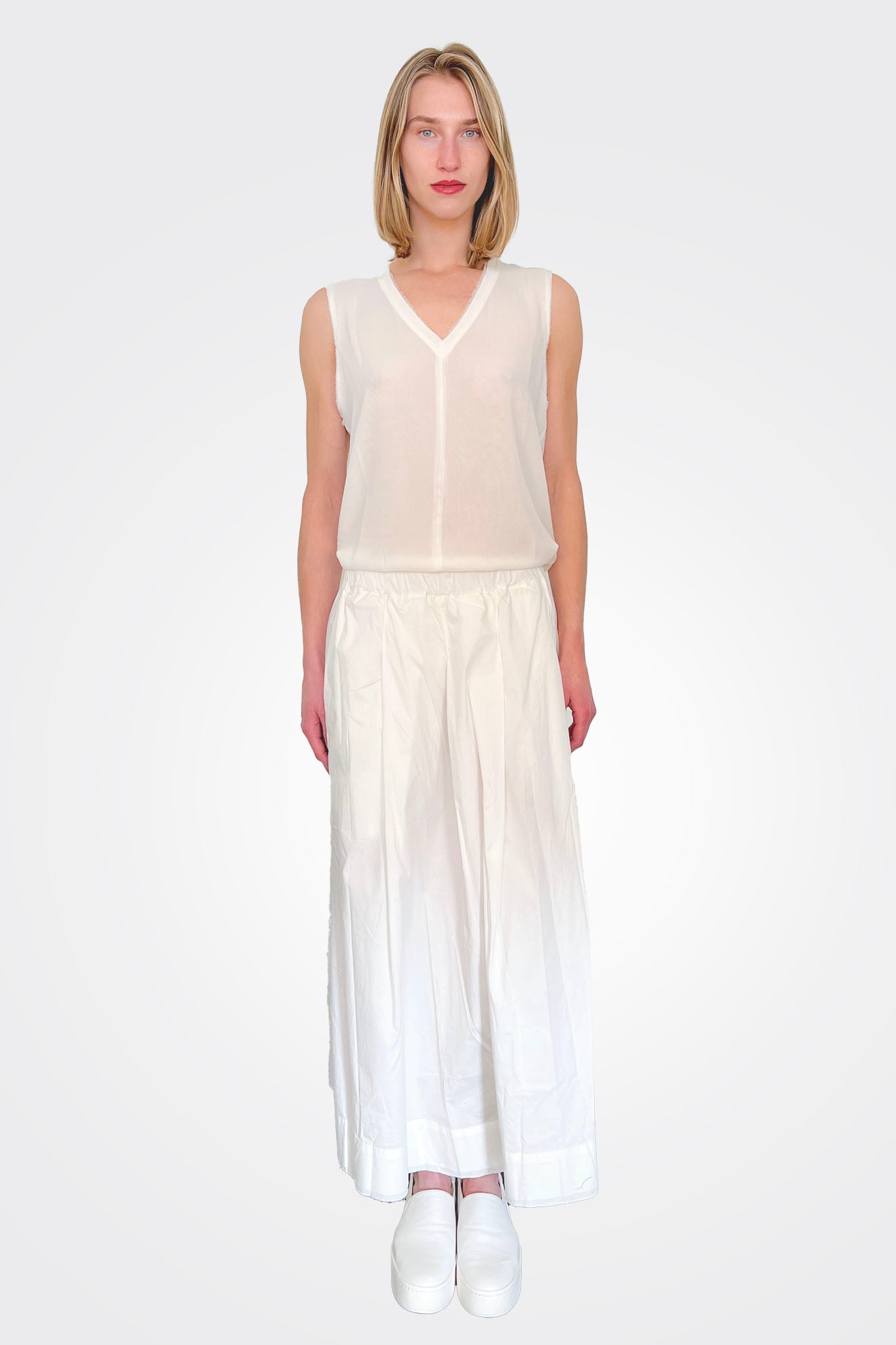 Cotton Stretch Skirt - Natural by Kristensen | 25 South Boutiques